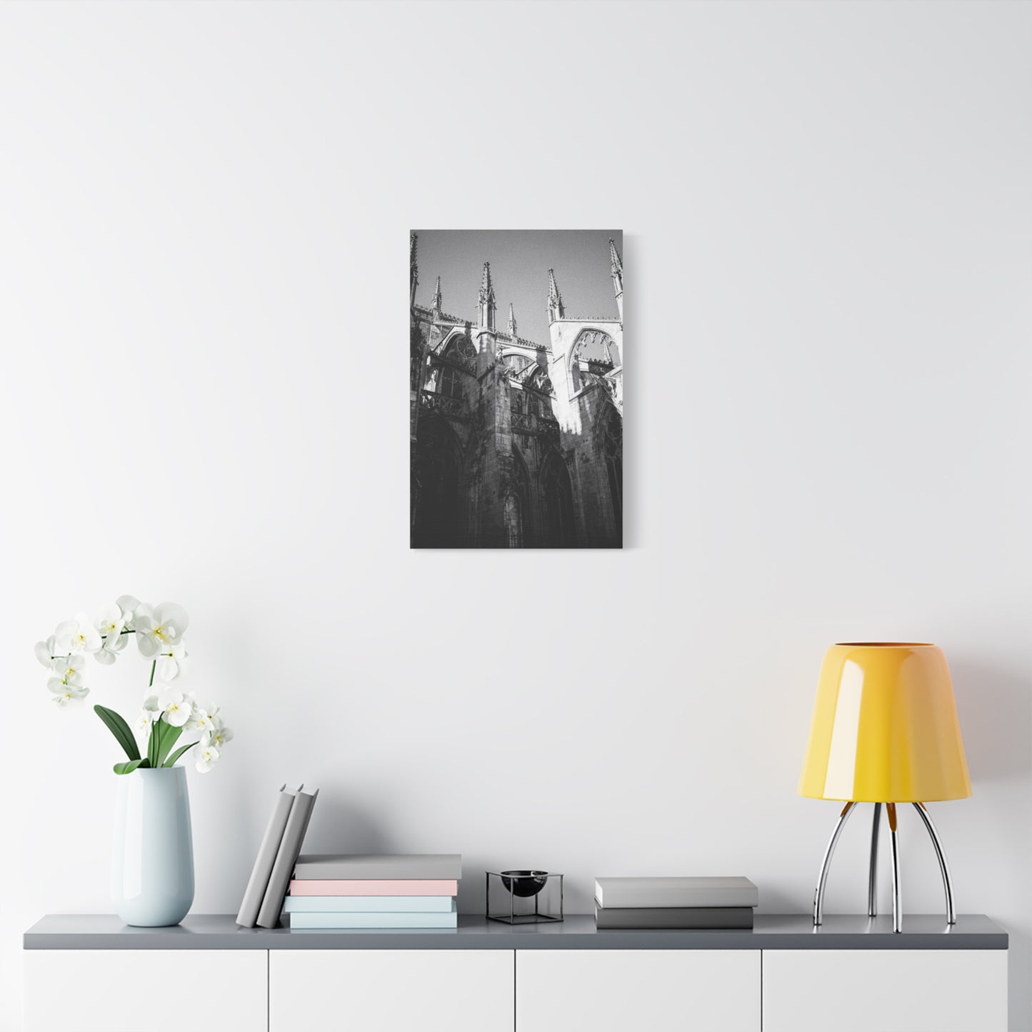 Gothic Cathedral Architecture Canvas Wall Art - Black And White Art Print - Vintage Stone Arches, Spires - Moody Traditional Style - Living Room Wall Decor Office Art - Modern Farmhouse Style