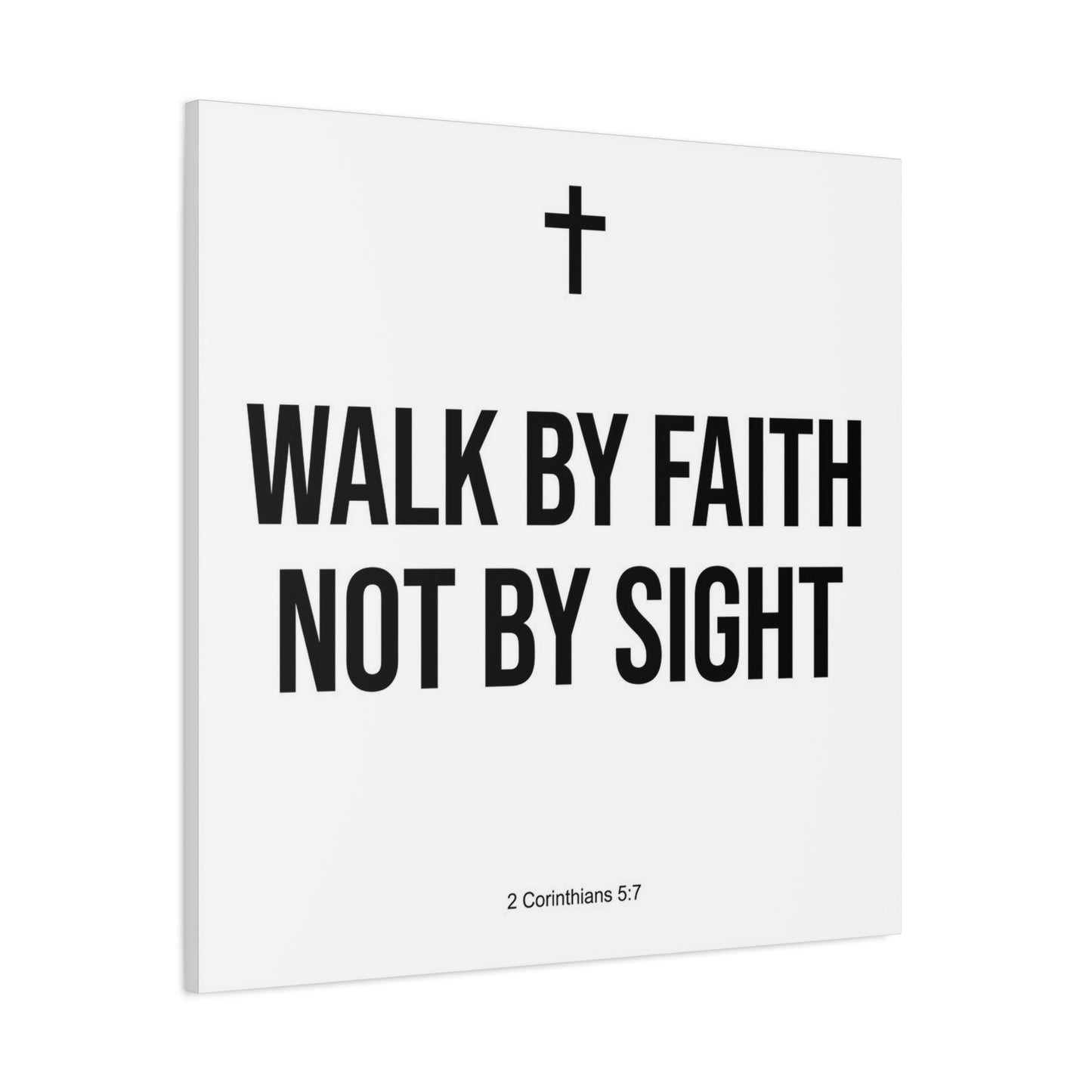 "Walk By Faith Not By Sight" Christian Canvas Wall Art - 2 Corinthians 5:7 Cross Scripture Print - Black And White Minimalist Typography Decor - Living Room Bedroom Office Home Decoration