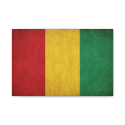 Guinea Flag Canvas Wall Art - Red Yellow Green Tricolor National Print - Vintage Textured Cotton Look - Pan African Style - Living Room Wall Decor - Bedroom Home Decoration - Bedroom Home Decoration