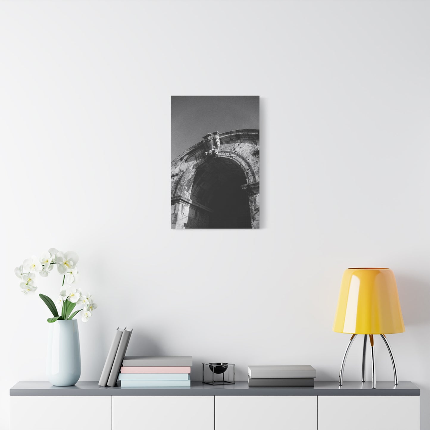 Black And White Architectural Arch Canvas Wall Art - Stone Facade Art Print, Minimalist Historic Structure Decor - Contemporary Living Room Wall Decor, Bedroom Home Accent - Ready to Hang