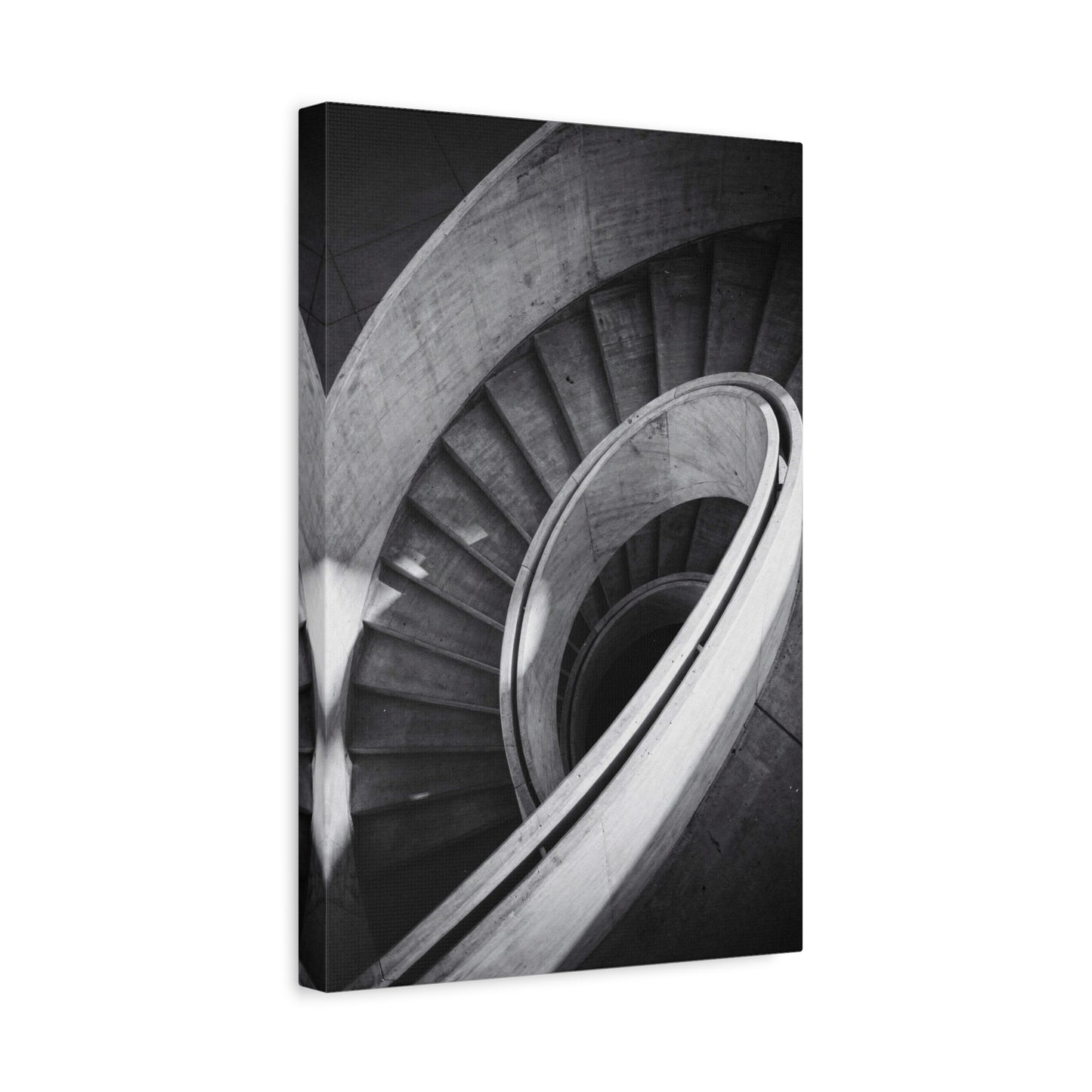 Black And White Spiral Staircase Canvas Wall Art - Architectural Art Print, Minimalist Modern Decor - Matte Cotton Canvas - Living Room Wall Decor, Home Office Accent - Bedroom Home Decoration