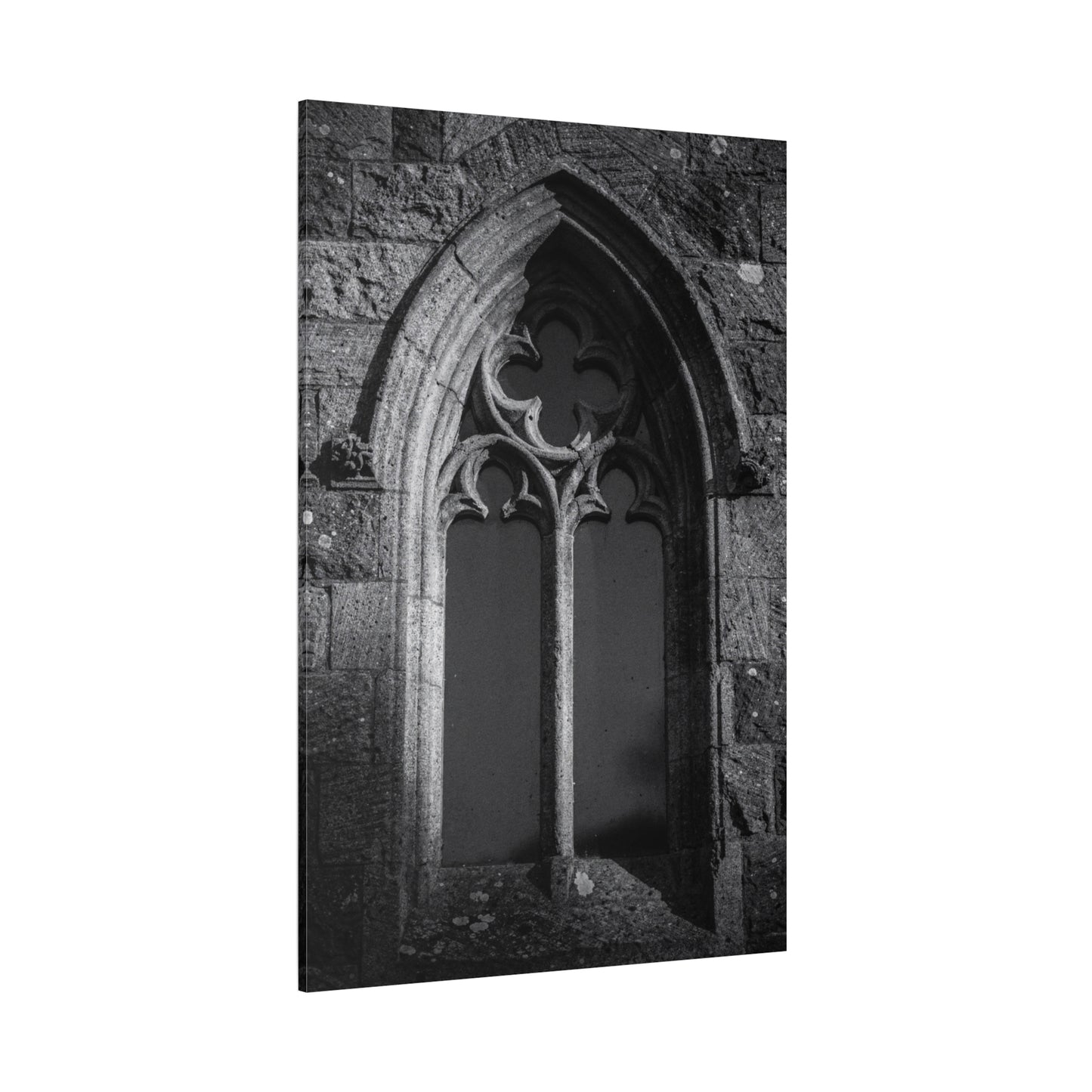 Gothic Church Window Canvas Wall Art - Black And White Stone Arch Architectural Print - Vintage Cathedral Style - Moody Living Room Wall Decor, Office Art Accent - Bedroom Home Decoration