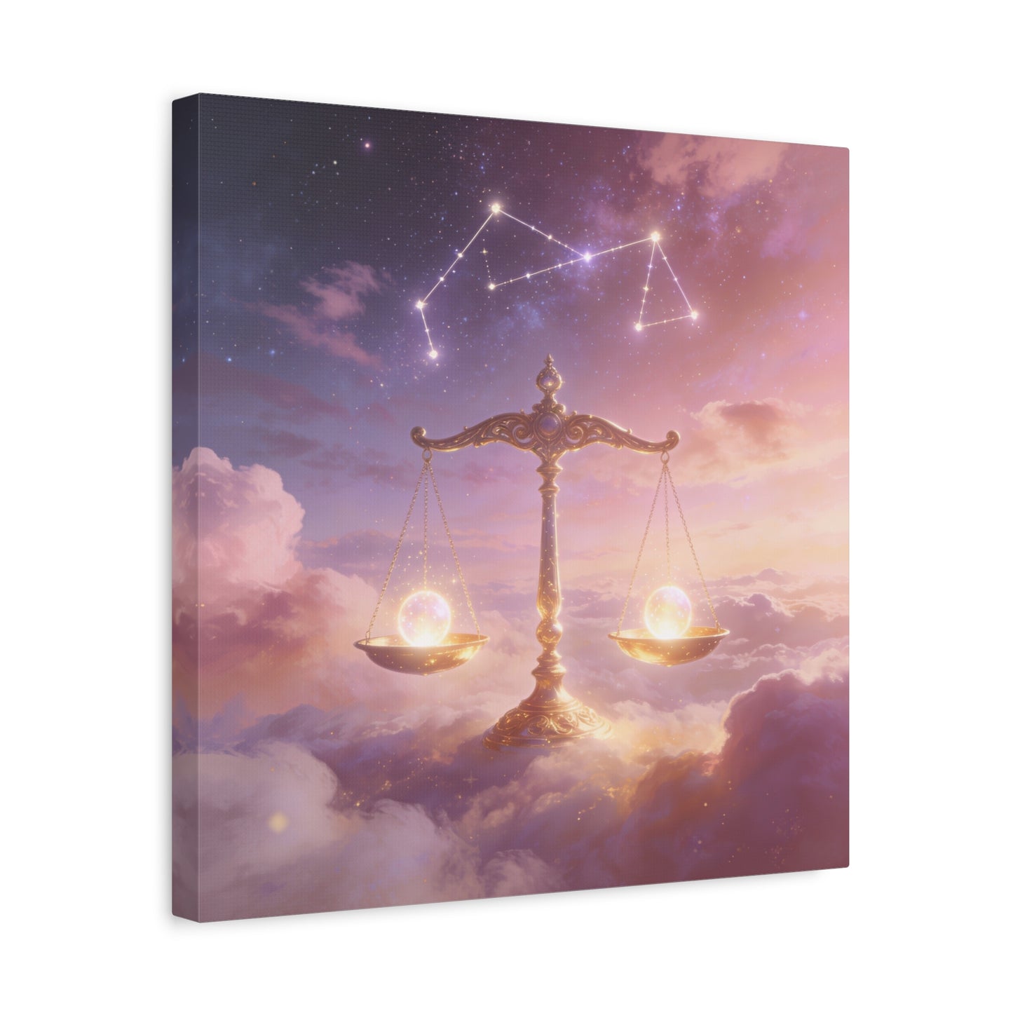 Libra Zodiac Canvas Wall Art - Celestial Scales, Pink Purple Sky, Astrology Decor - Dreamy Matte Canvas Print - Bedroom Wall Decor, Meditation Space Accent, Office Art - Bedroom Home Decoration