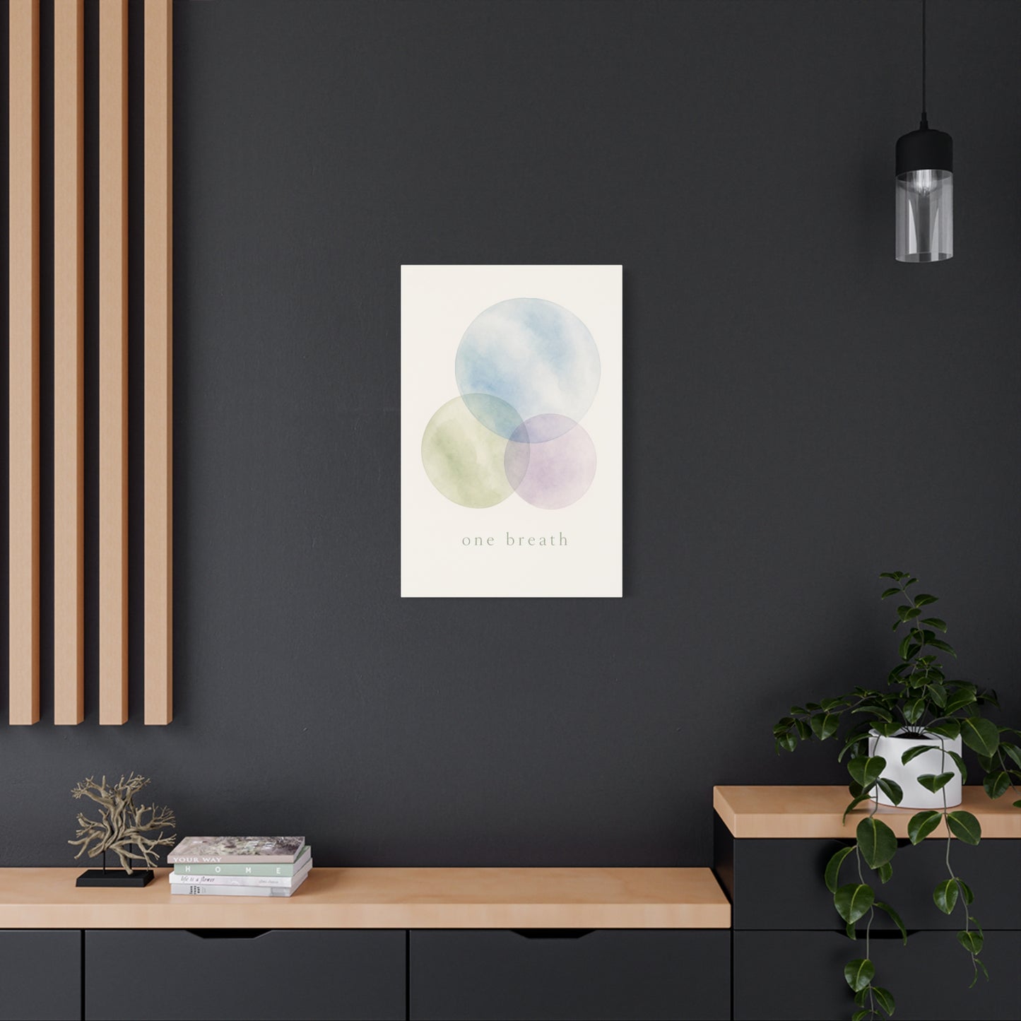 "One Breath" Abstract Canvas Wall Art - Pastel Watercolor Circles, Minimalist Geometric Print - Calming Modern Decor, Bedroom Meditation Space, Living Room Home Decoration - Living Room Wall Decor