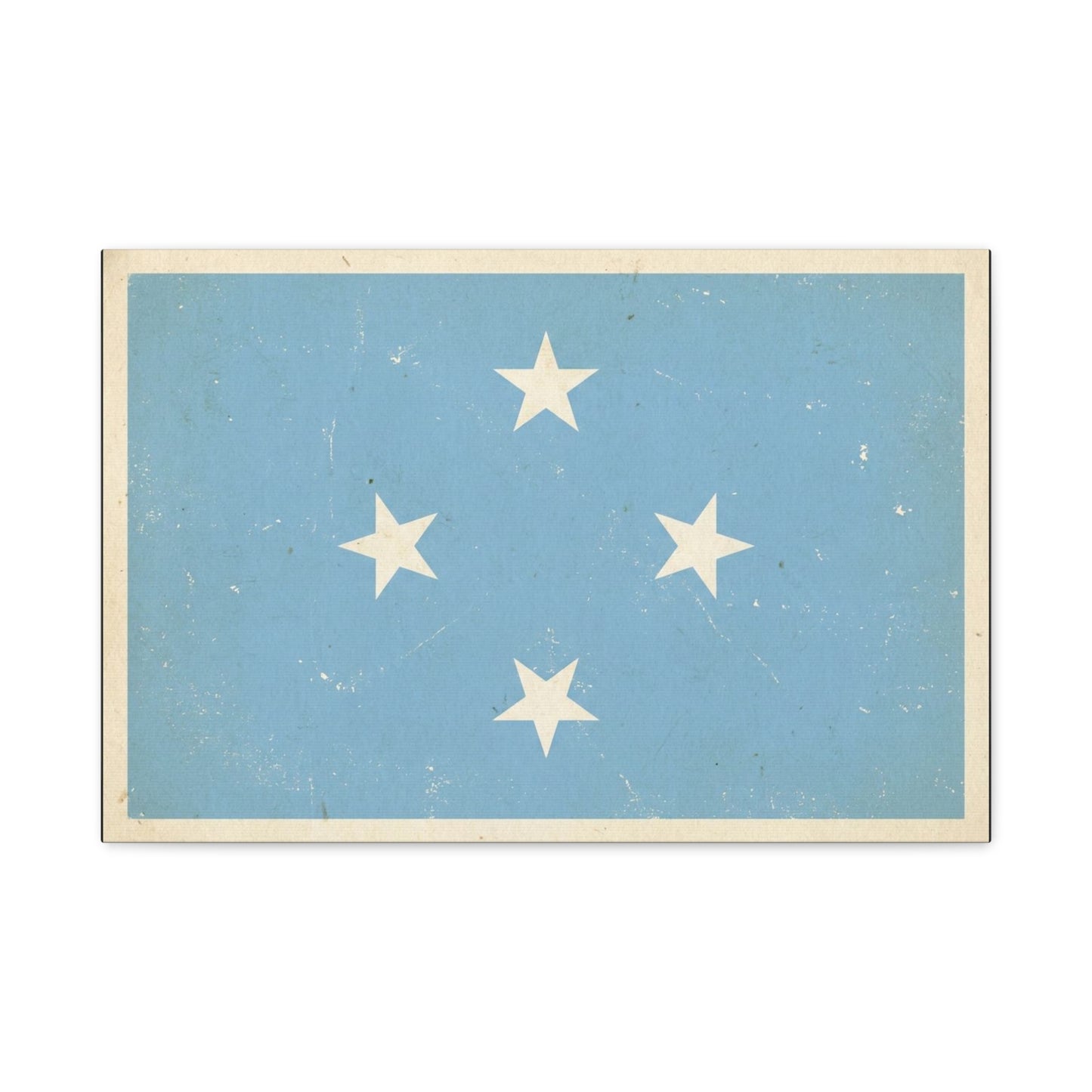 Micronesia Flag Canvas Wall Art - Vintage Blue Four White Stars Print - Distressed Patriotic Island Decor - Coastal Style Living Room Wall Decor, Bedroom Home Decoration - Bedroom Home Decoration