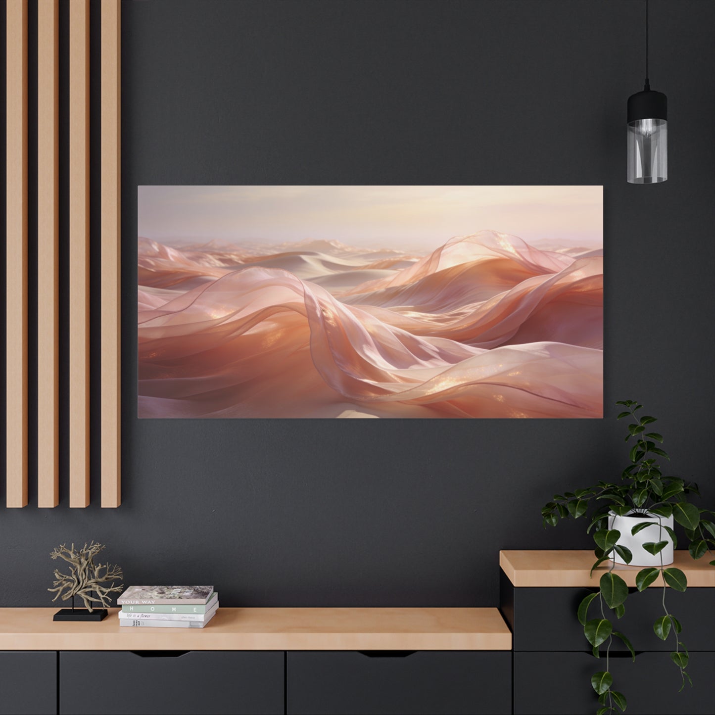 Blush Abstract Desert Dunes Canvas Wall Art - Ethereal Flowing Fabric Landscape - Modern Matte Print - Pink Beige Contemporary Style - Living Room Wall Decor Bedroom Home Decoration - Ready to Hang