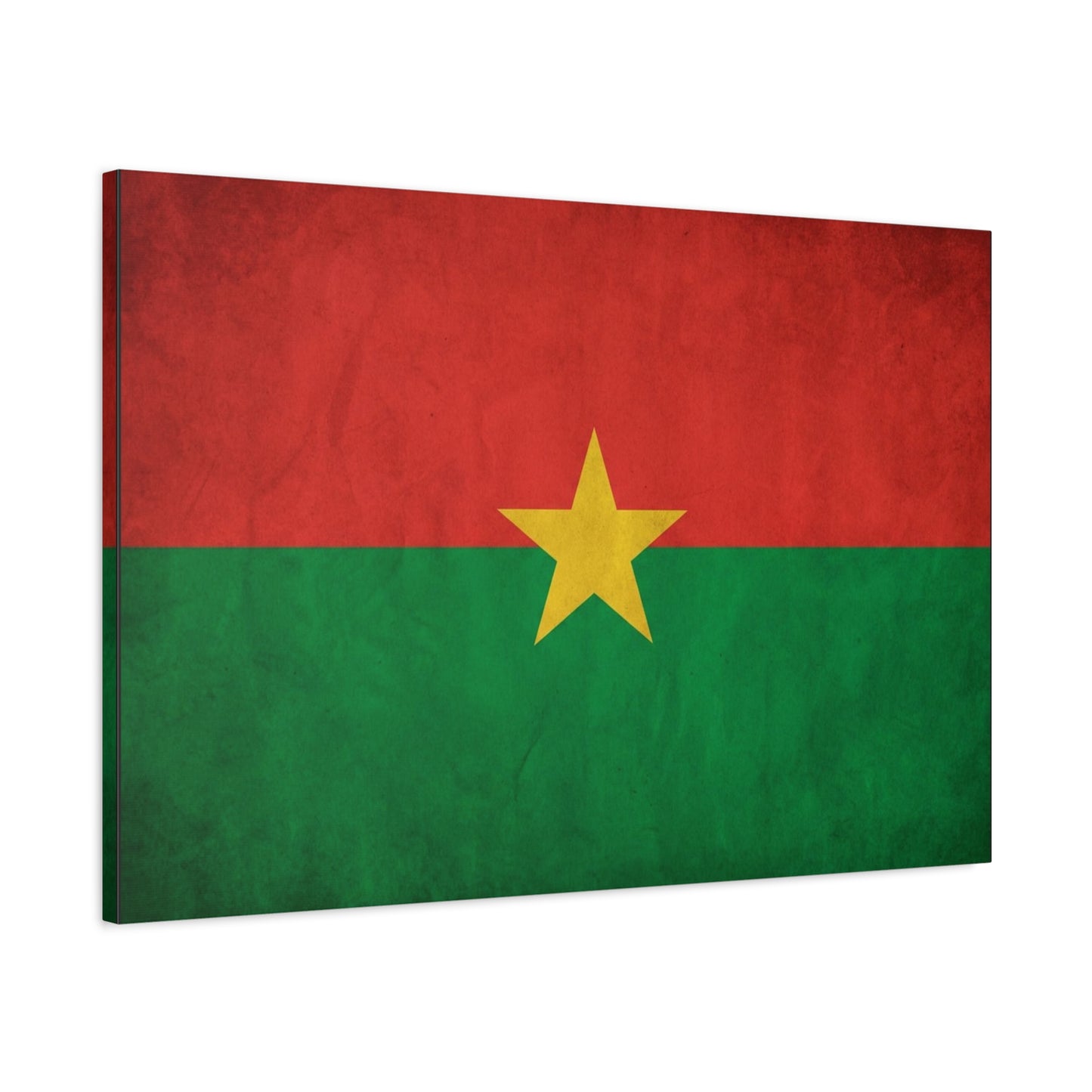 Burkina Faso Flag Canvas Wall Art - Vintage National Pride Decor, Red Green Gold Star Print - Cultural Heritage Style - Living Room Decoration, Office Accent - Living Room Wall Decor - Ready to Hang