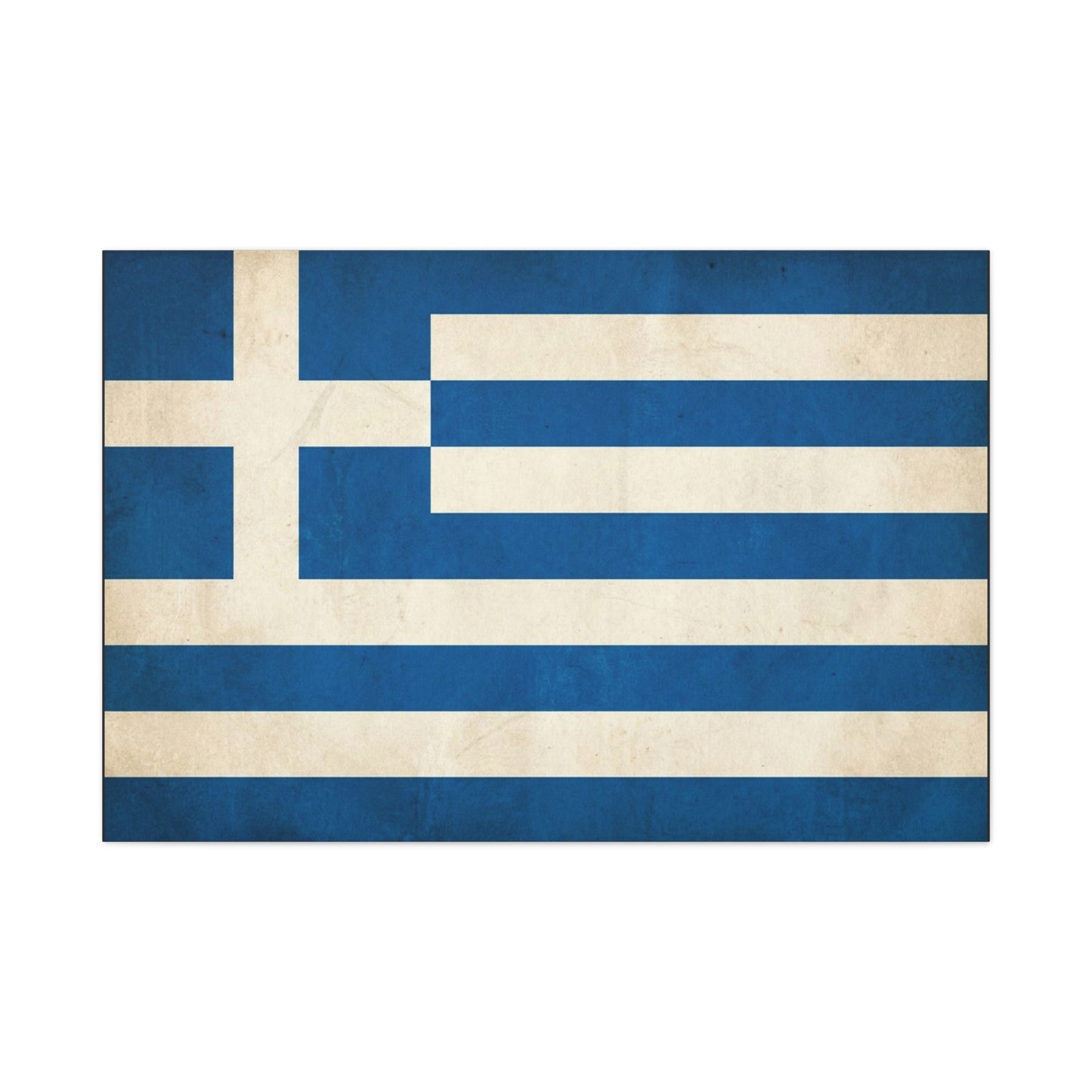 Greek Flag Canvas Wall Art - Vintage Greece National Banner Print, Blue And White Hellenic Stripe Design - Rustic Patriotic Decor - Living Room Wall Decor - Bedroom Home Decoration - Ready to Hang