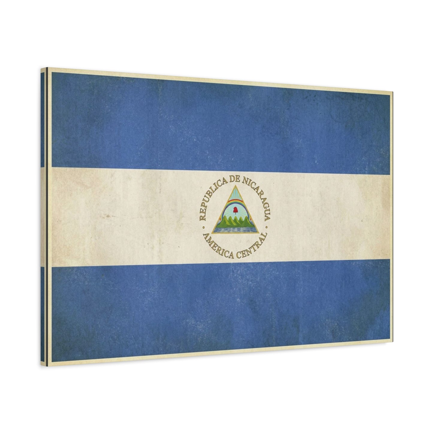 Republica De Nicaragua America Central Flag Canvas Wall Art - Vintage Blue White Country Print - Patriotic Heritage Decor - Living Room Home Decoration - Living Room Wall Decor - Cozy Reading Nook Art