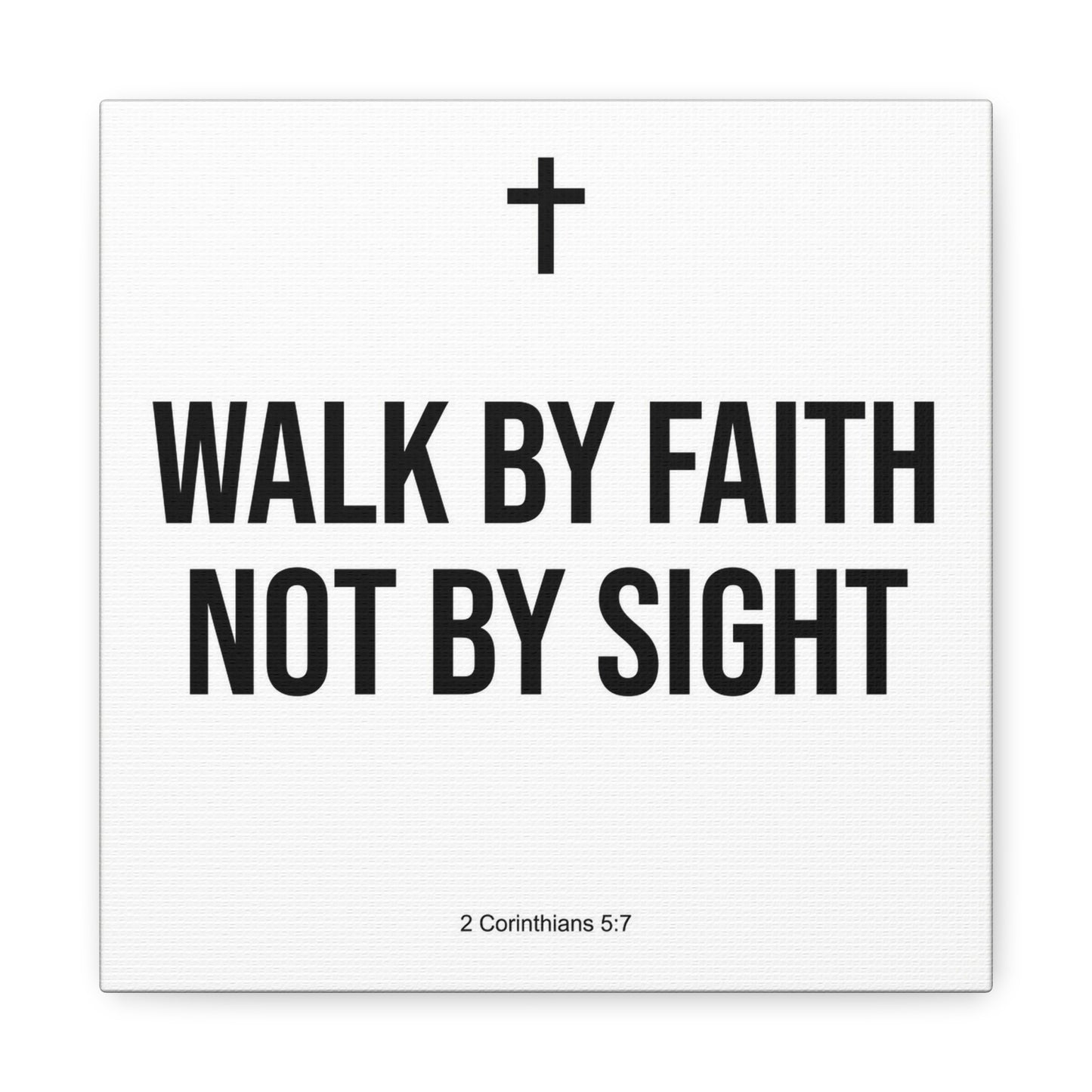 "Walk By Faith Not By Sight" Christian Canvas Wall Art - 2 Corinthians 5:7 Cross Scripture Print - Black And White Minimalist Typography Decor - Living Room Bedroom Office Home Decoration