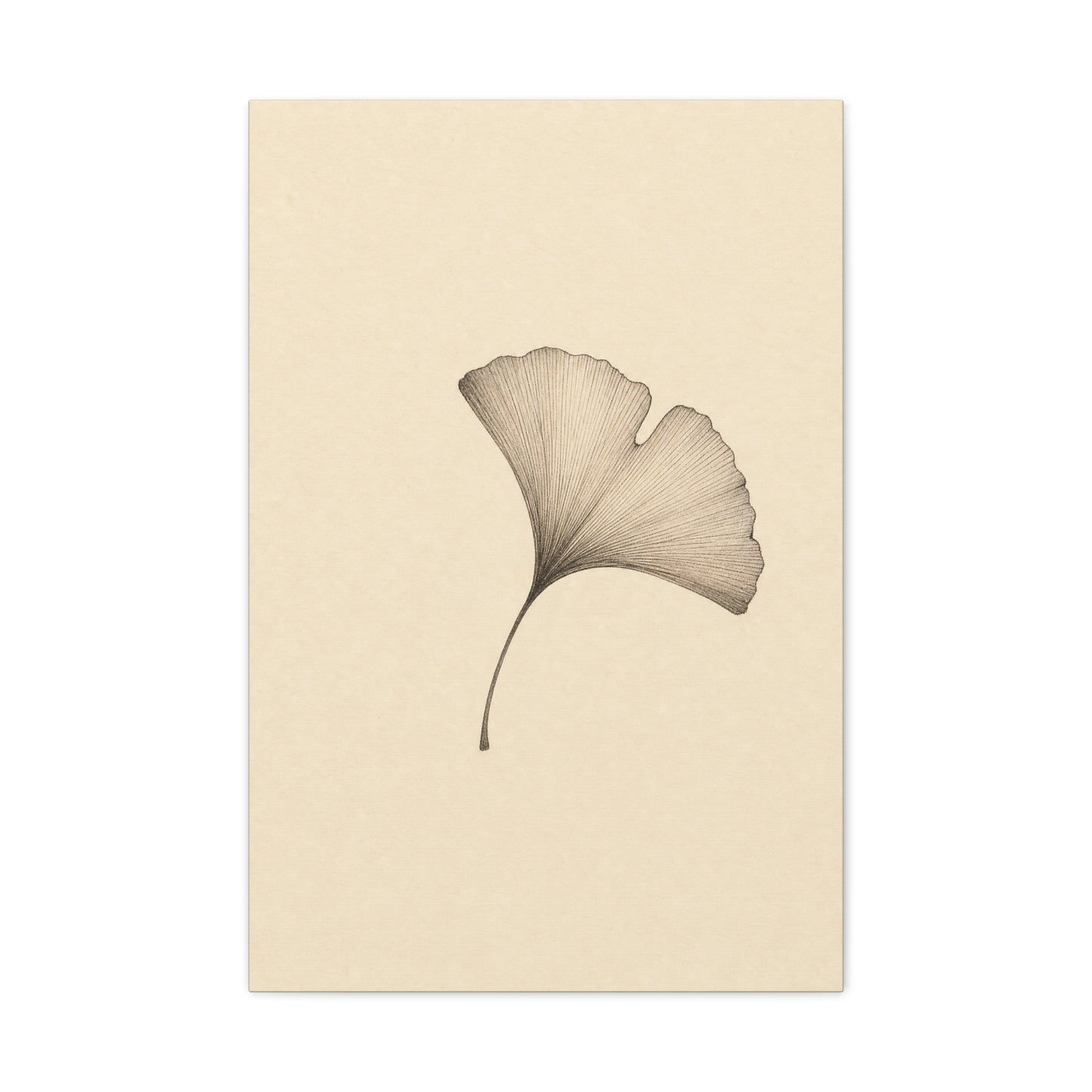 Ginkgo Leaf Canvas Wall Art - Minimalist Botanical Line Drawing, Neutral Beige Cotton Art Print - Contemporary Zen Style - Bedroom Wall Decor, Living Room Home Decoration - Bedroom Home Decoration