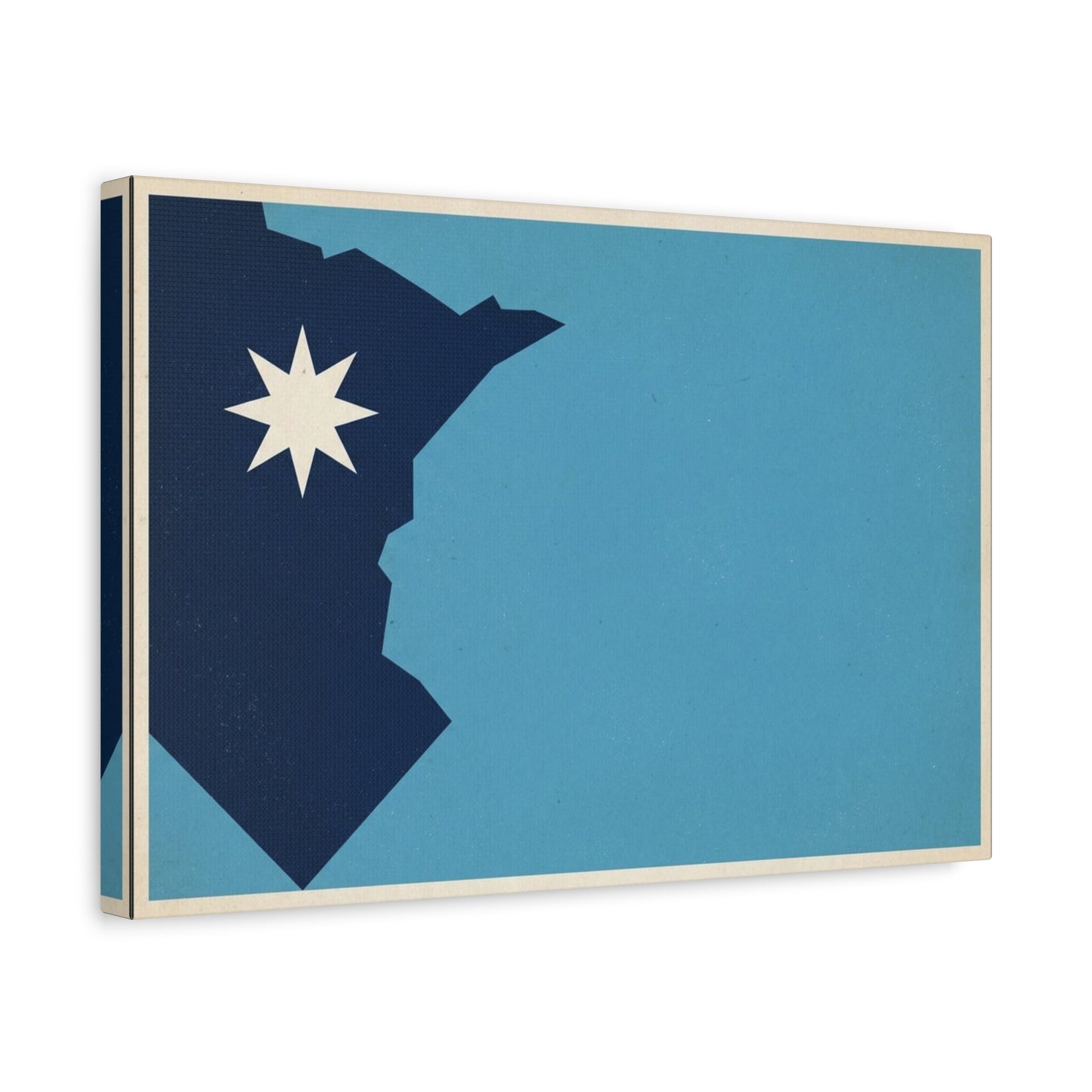 Minnesota State Silhouette Canvas Wall Art - Blue North Star Print, Vintage Minimalist Decor - Modern Graphic Artwork - Living Room Wall Decor - Modern Farmhouse Style - Bedroom Home Decoration