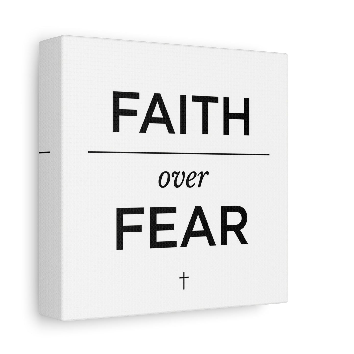 "Faith Over Fear" Christian Canvas Wall Art - Minimalist Bible Verse Cross Print, Black And White Typography Decor - Modern Farmhouse Style - Living Room Bedroom Office Wall Decor