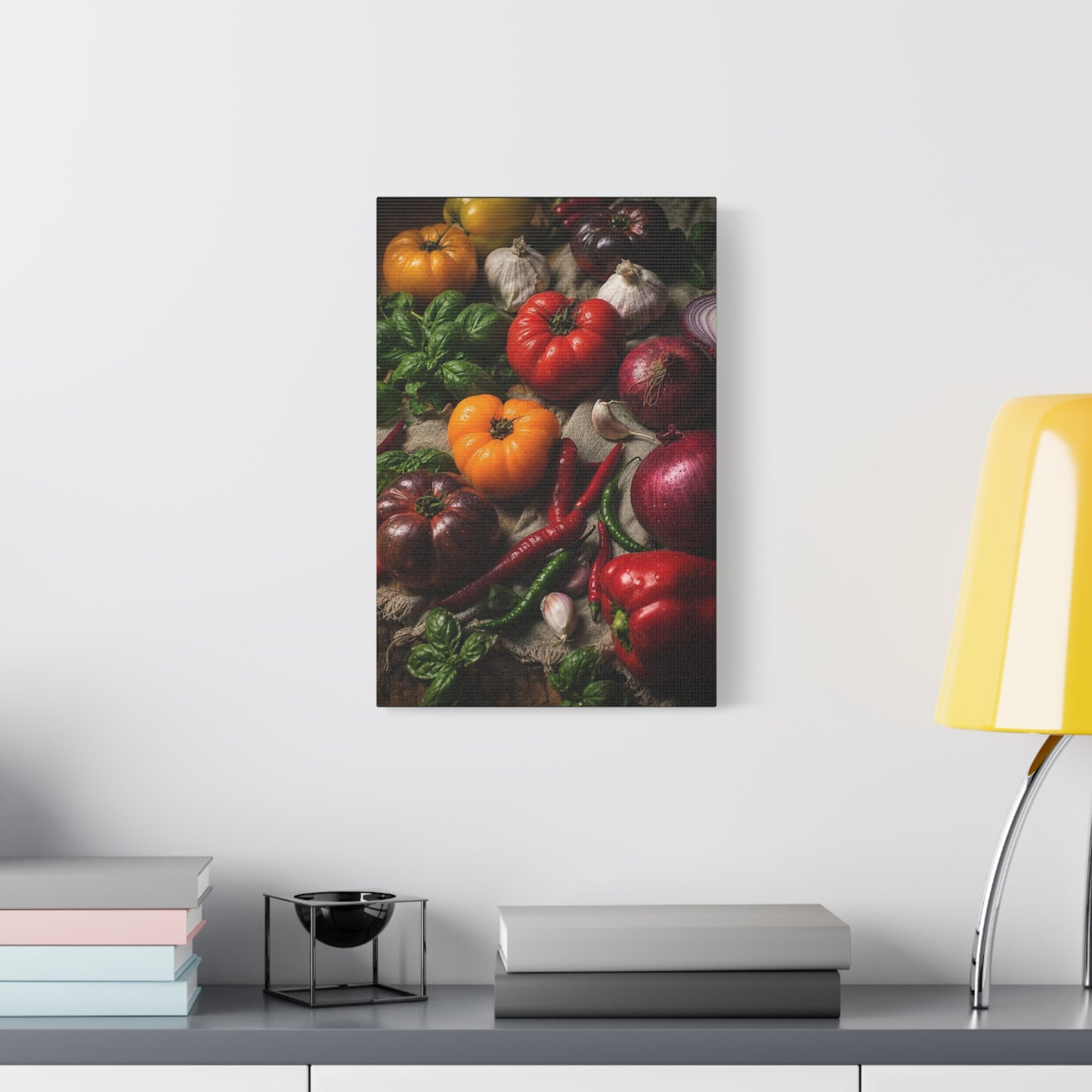 Heirloom Tomato Still Life Canvas Wall Art - Rustic Kitchen Produce Art Print - Matte Cotton Canvas - Traditional Food Wall Decor, Dining Room Accent, Farmhouse Interior Style - Ready to Hang