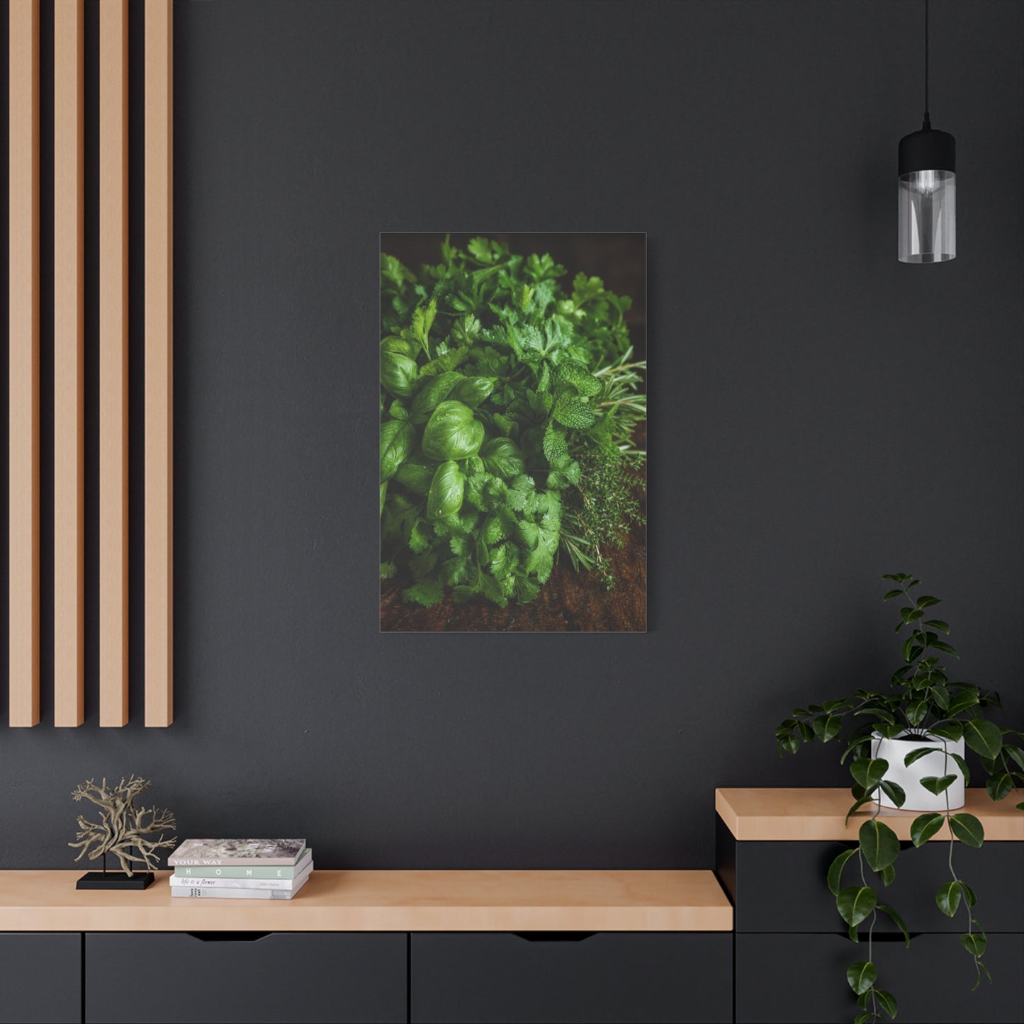 Fresh Herb Canvas Wall Art - Basil, Parsley, Mint, Rosemary Food Art Print - Botanical Kitchen Decor, Rustic Farmhouse Style, Matte Canvas Print, Dining Room Wall Accent - Ready to Hang
