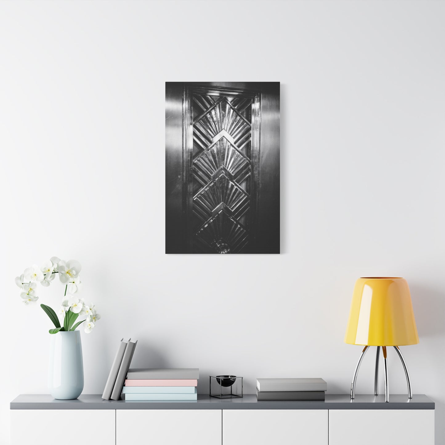 Art Deco Door Art Print Canvas Print - Geometric Black And White Architectural Panel - Monochrome Modern Interior Picture - Hallway Decor, Home Office Accent, Minimalist Design - Office Wall Art