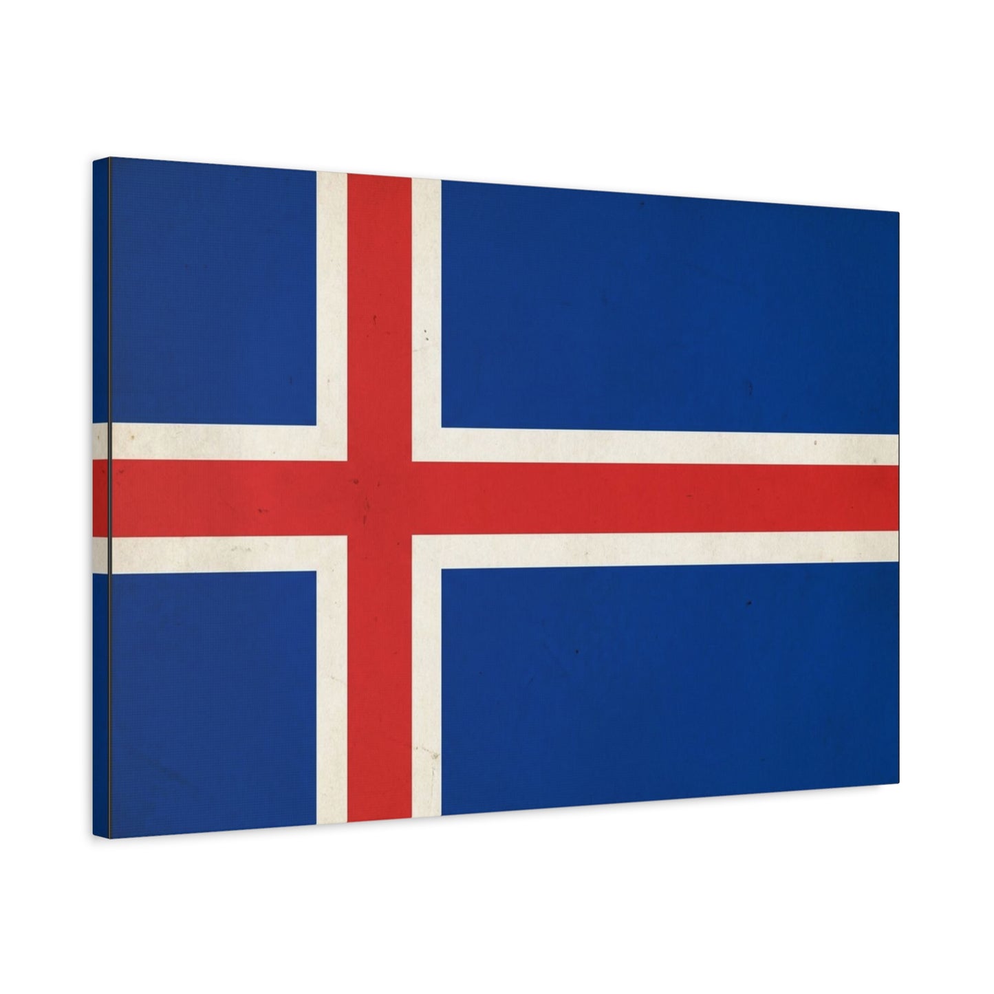 Iceland Flag Canvas Wall Art - Nordic National Banner Print, Blue Red White Cross Design - Vintage Style, Patriotic Wall Decor - Living Room Home Decoration, Office Art - Bedroom Home Decoration