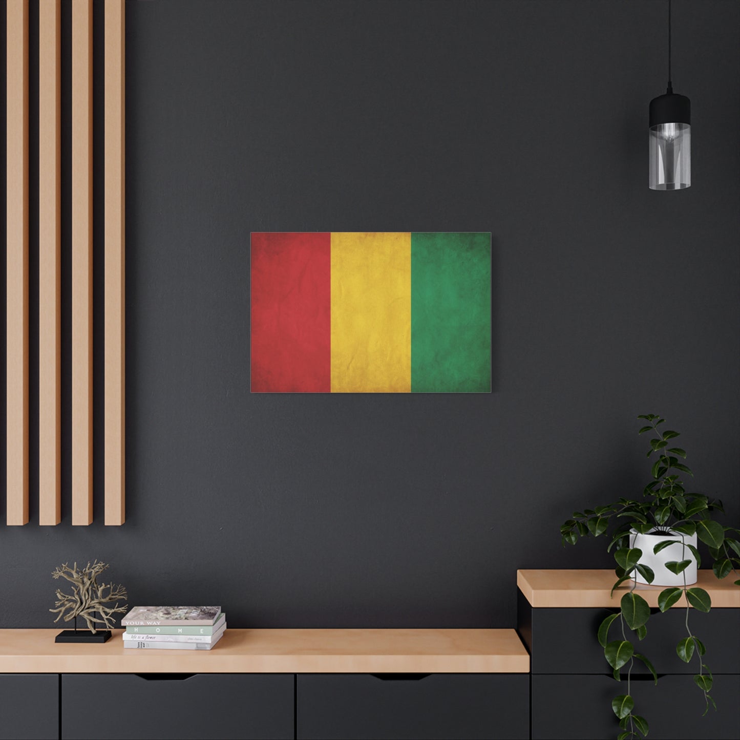 Guinea Flag Canvas Wall Art - Red Yellow Green Tricolor National Print - Vintage Textured Cotton Look - Pan African Style - Living Room Wall Decor - Bedroom Home Decoration - Bedroom Home Decoration