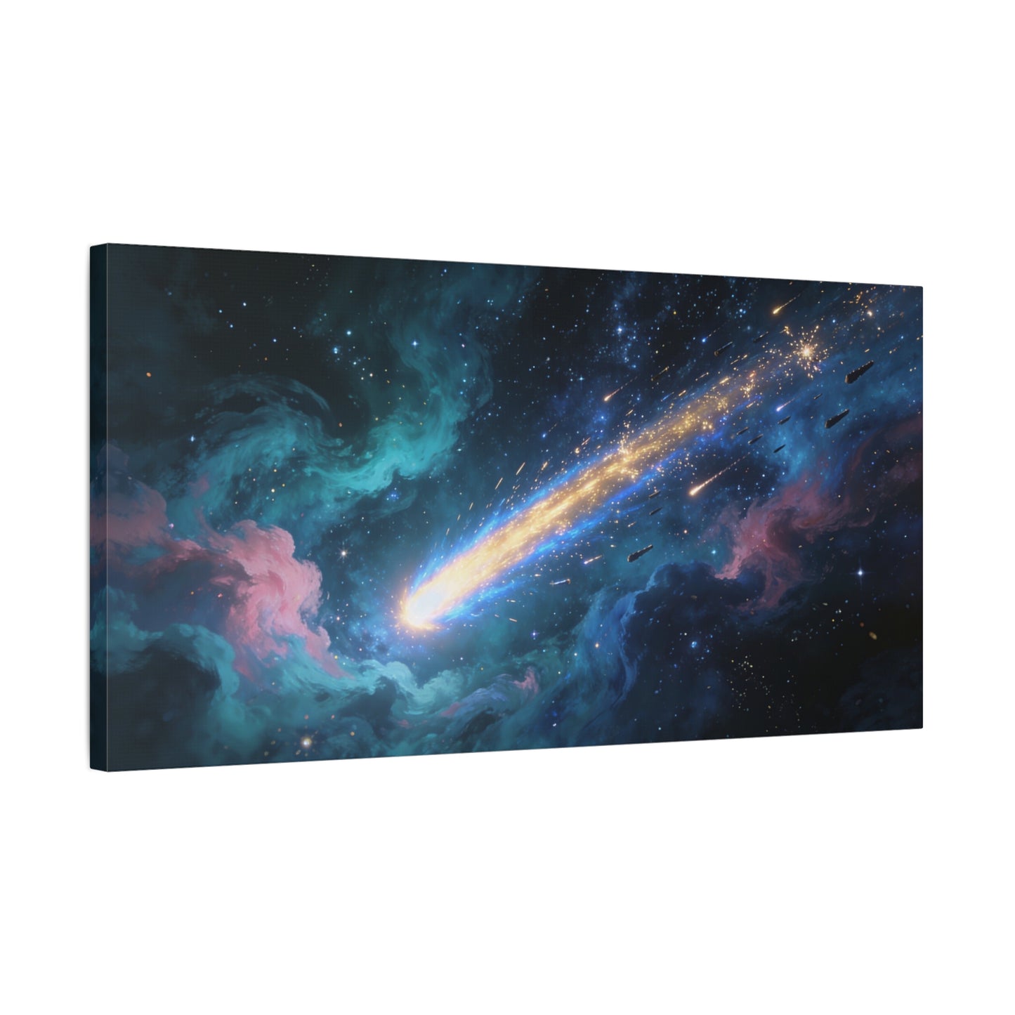 Comet Galaxy Canvas Wall Art - Cosmic Nebula Starfield, Abstract Space Artwork - Matte Cotton Print, Contemporary Celestial Style - Living Room Wall Decor, Office Art - Bedroom Home Decoration