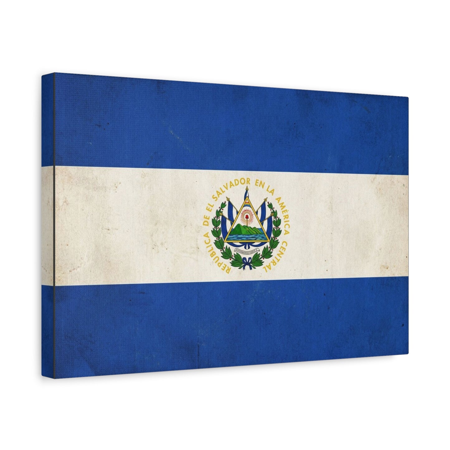 El Salvador Flag Canvas Wall Art - Republica De El Salvador En La America Central - Vintage Blue White National Banner Print - Heritage Decor For Living Room, Office, Dorm - Living Room Wall Decor