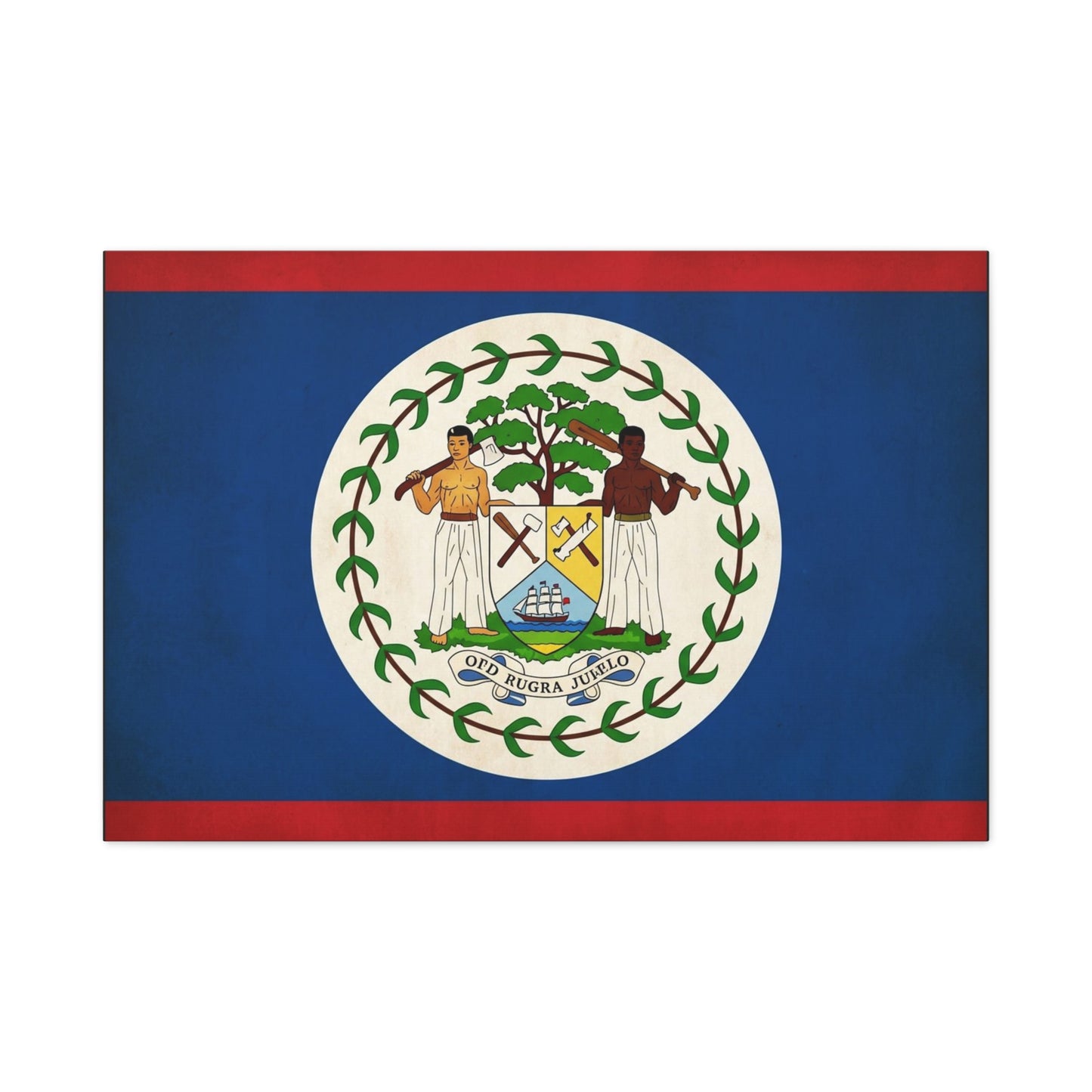 Belize Flag Canvas Wall Art - OTD RUGRA JUELO State Banner Print, Blue Red White Crest Design - Patriotic Traditional Decor - Living Room Home Decoration - Living Room Wall Decor - Ready to Hang