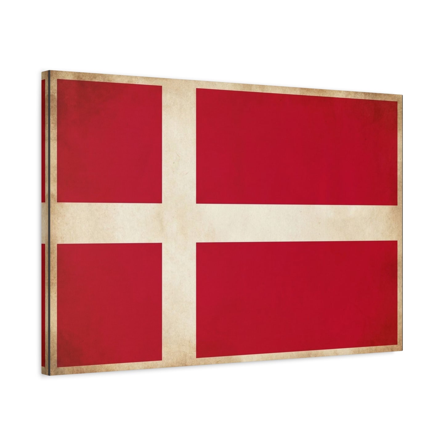 Denmark Flag Canvas Wall Art - Danish Flag Print, Vintage Nordic Decor - Minimalist Red And White Artwork - Living Room Wall Decor, Office Accent - Bedroom Home Decoration - Bedroom Home Decoration