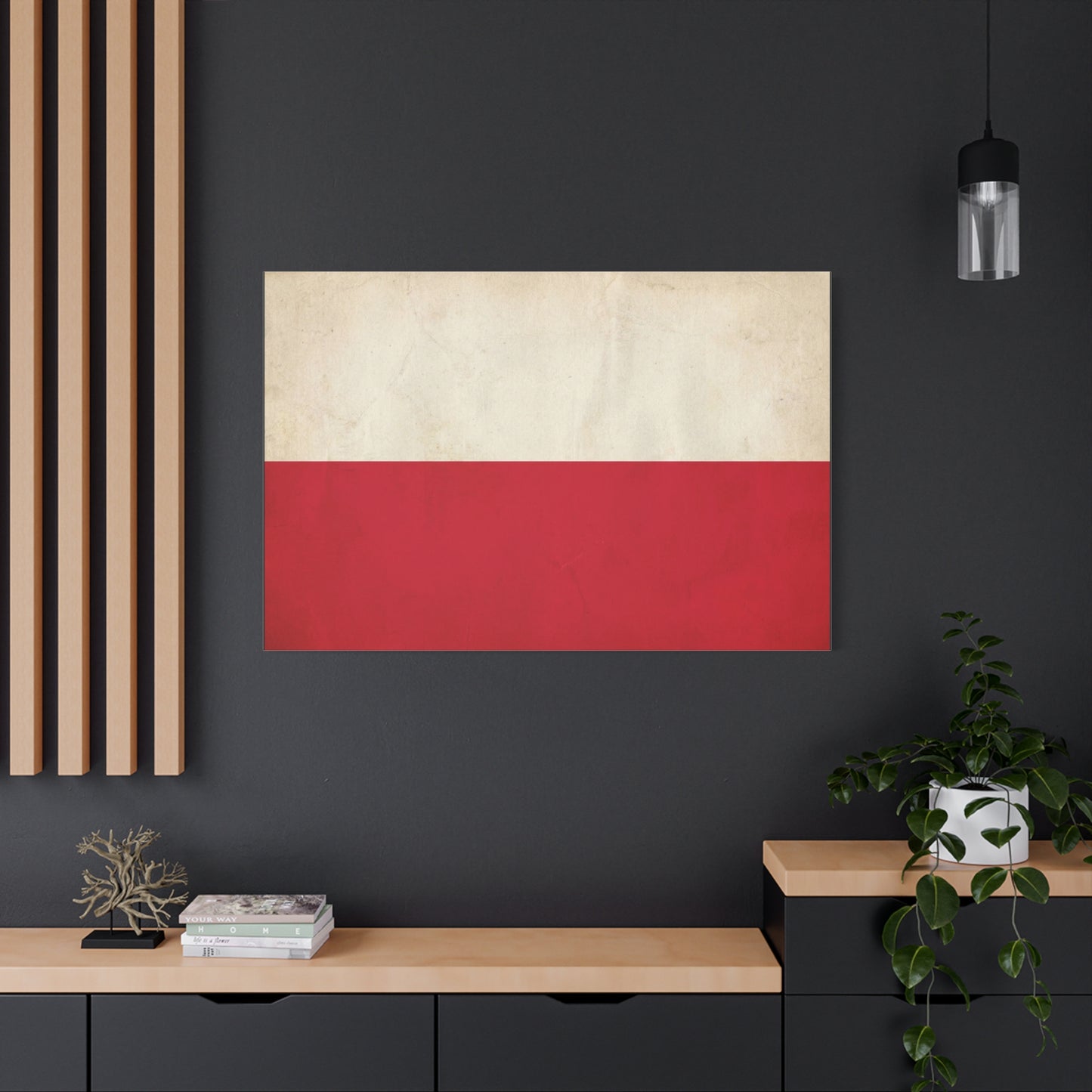 Poland Flag Canvas Wall Art - Vintage Red And White Polish Banner Print - Minimalist Patriotic Decor - Living Room Wall Decor, Bedroom Home Decoration - Bedroom Home Decoration - Cozy Reading Nook Art