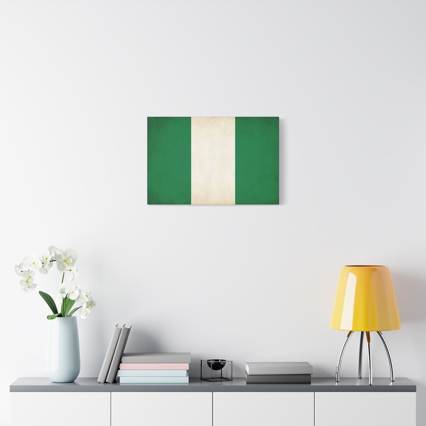 Nigeria Flag Canvas Wall Art - Vintage Green White Stripe National Print - Minimalist Patriotic Decor, Cotton Canvas Artwork, Living Room Wall Decor, Office Home Decoration - Bedroom Home Decoration