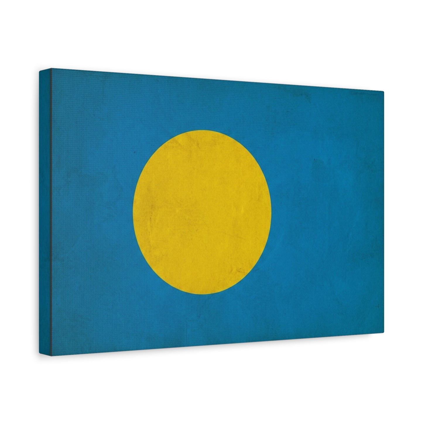 Palau Flag Canvas Wall Art - Blue Field With Golden Yellow Disc - Minimalist Tropical Island Print - Modern Living Room Wall Decor, Bedroom Home Decoration, Office Accent - Bedroom Home Decoration