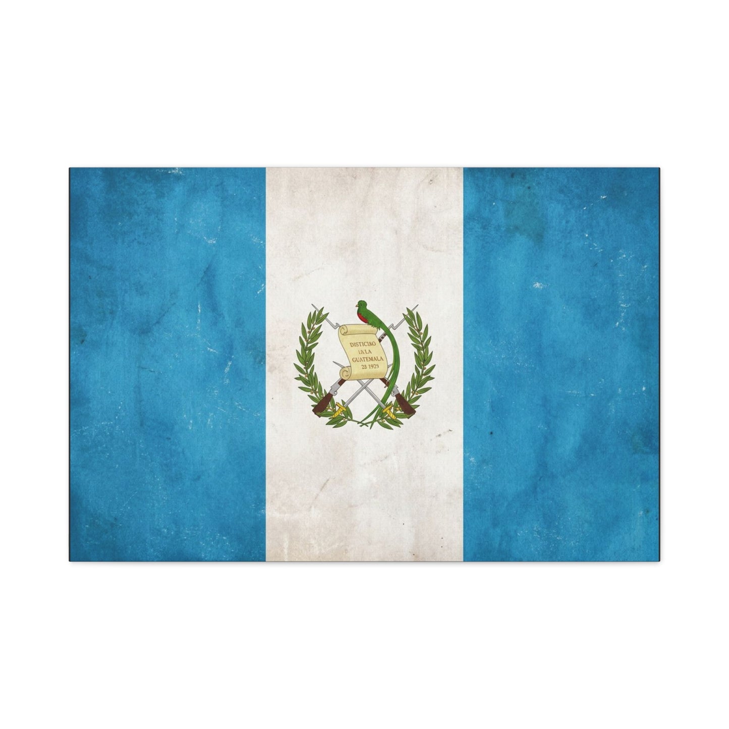 Guatemala Flag Canvas Wall Art - Distintivo De La Guatemala 15 1823 Vintage Blue White Banner Print - Patriotic Decor, Living Room Wall Decor, Office Accent - Bedroom Home Decoration - Ready to Hang