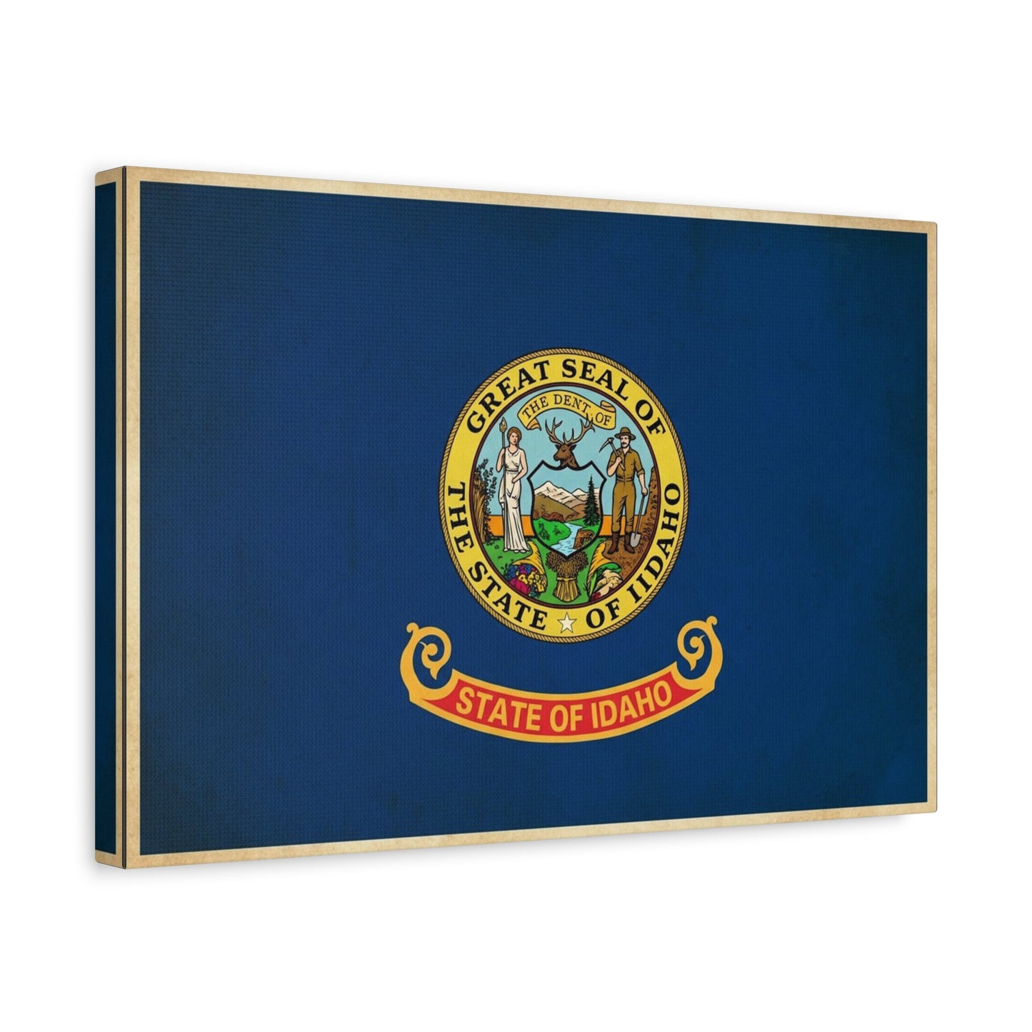 "Great Seal Of The State Of Idaho" Idaho Flag Canvas Wall Art - Blue State Pride Decor, Vintage Government Emblem Print - Traditional Patriotic Style - Living Room Office Wall Decor - Ready to Hang