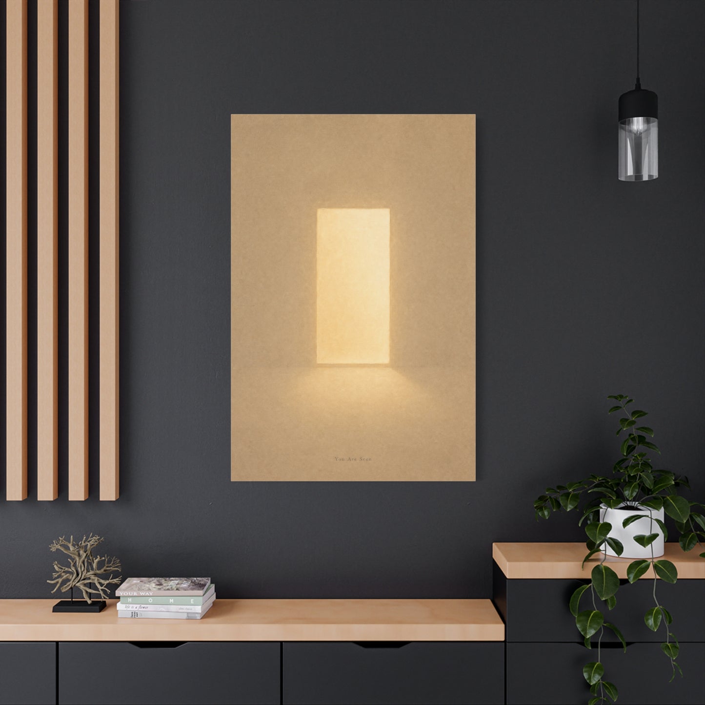 "You Are Seen" Minimalist Canvas Wall Art - Abstract Light Doorway Print, Neutral Beige Modern Home Decor - Contemporary Bedroom Wall Decor, Meditation Space Accent - Ready to Hang - Ready to Hang