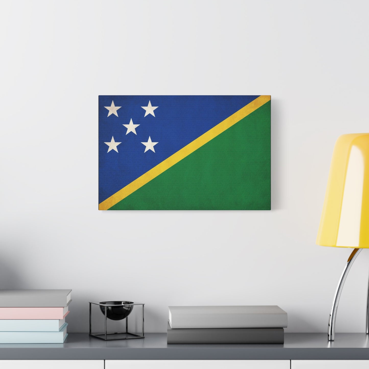 Solomon Islands Flag Canvas Wall Art - Blue Green Yellow National Banner Print - Tropical Island Pride Decor, Cultural Heritage Artwork, Living Room Wall Decor - Ready to Hang - Modern Farmhouse Style