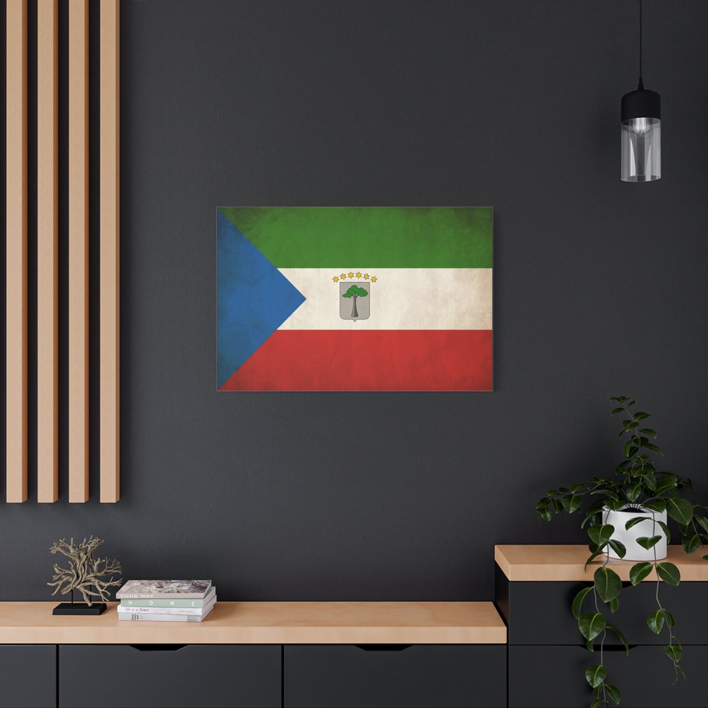 Equatorial Guinea Flag Canvas Wall Art - Vintage National Pride Decor, Distressed Heritage Print - Patriotic Traditional Style - Living Room Wall Decor - Ready to Hang - Bedroom Home Decoration