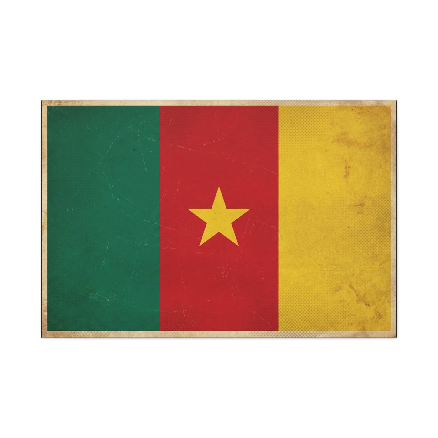 Cameroon Flag Canvas Wall Art - Vintage National Pride Decor, Distressed Tricolor Star Print - Traditional Patriotic Style - Living Room Wall Decor, Bedroom Home Decoration - Bedroom Home Decoration