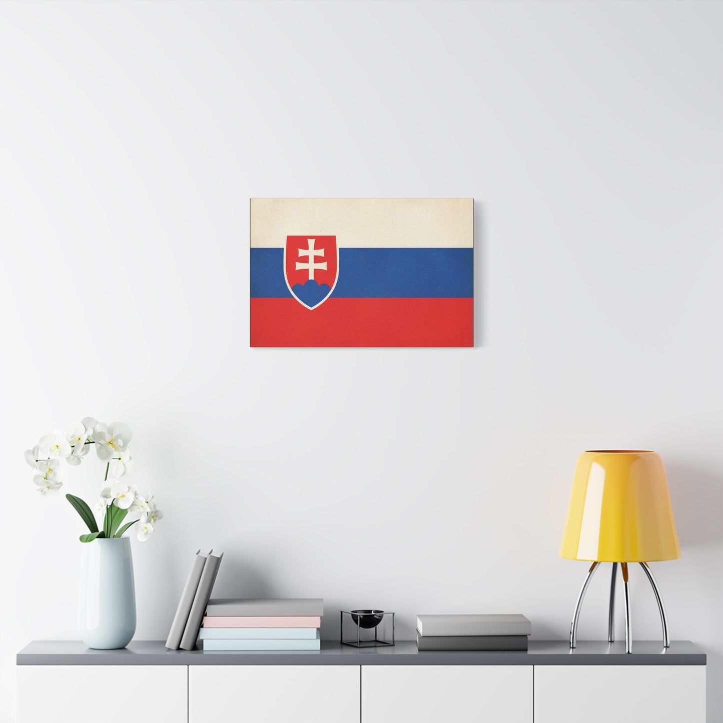 Slovakia Flag Canvas Wall Art - Vintage Slovak Republic Banner Print, Patriotic Heritage Decor - Minimalist National Color Design - Living Room Wall Decor - Bedroom Home Decoration - Ready to Hang