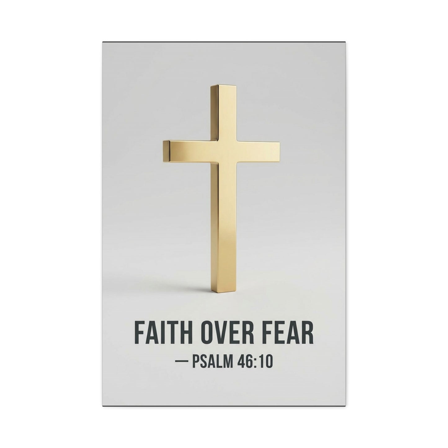 "Faith Over Fear" Psalm 46:10 Cross Canvas Wall Art - Gold Christian Scripture Print, Minimalist Religious Wall Decor - Modern Bedroom Home Decoration - Bedroom Home Decoration - Cozy Reading Nook Art