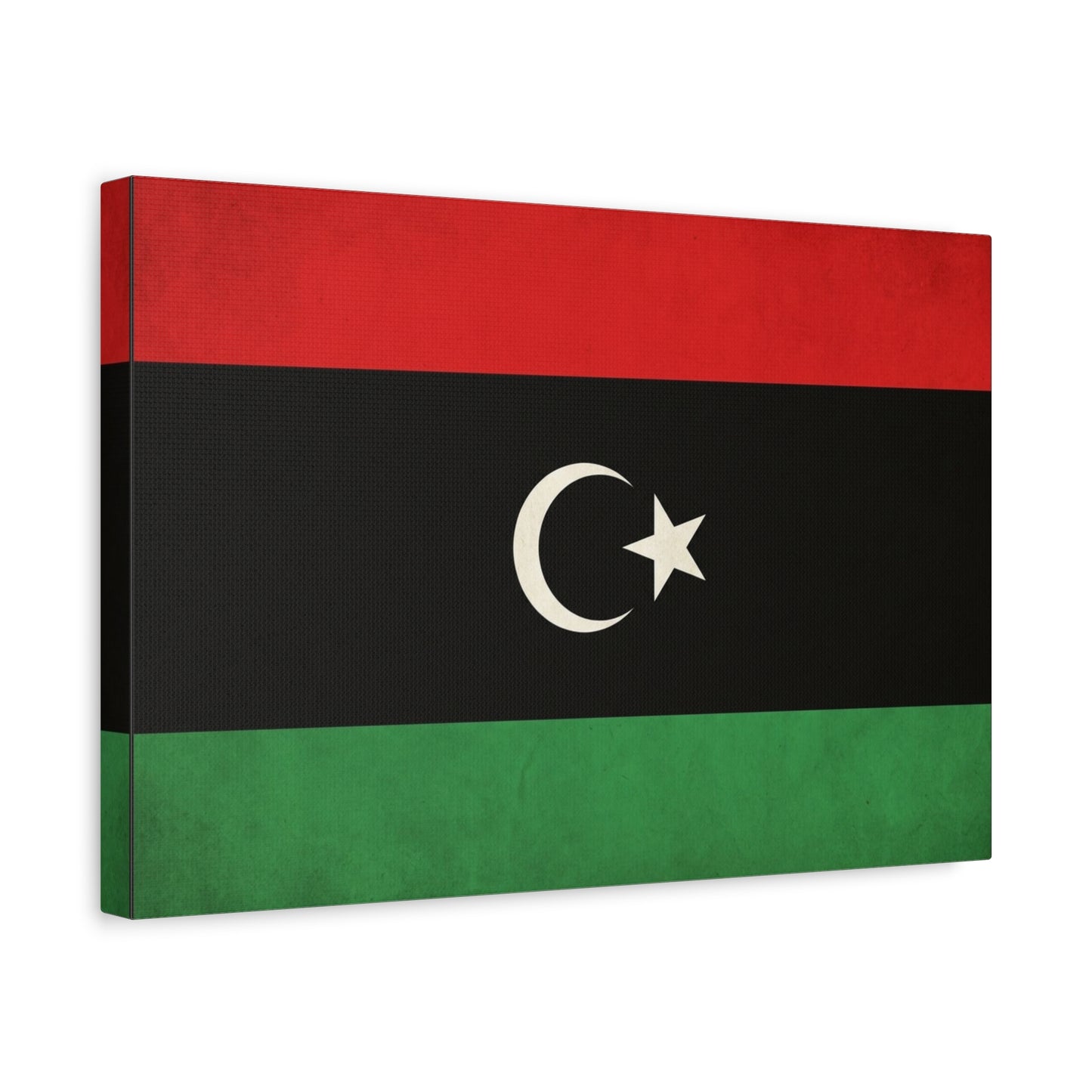 Libya Flag Canvas Wall Art - Red Black Green Crescent Star Print Picture - Vintage Patriotic Style, Matte Finish Canvas Print, Living Room Wall Decor, Bedroom Home Decoration - Bedroom Home Decoration