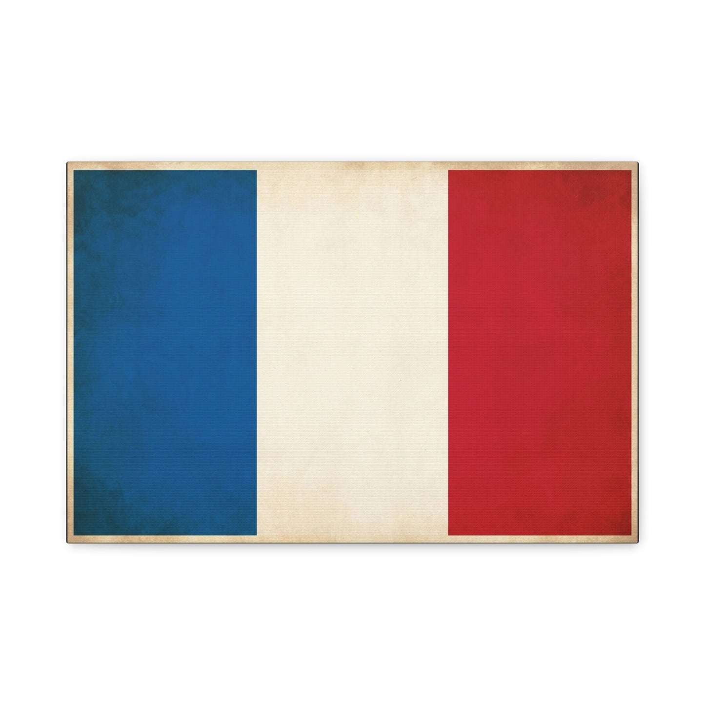 French Flag Canvas Wall Art - Vintage Tricolor France Print, Patriotic Minimalist Decor - Matte Cotton Look - Living Room Wall Decor, Office Accent - Bedroom Home Decoration - Bedroom Home Decoration