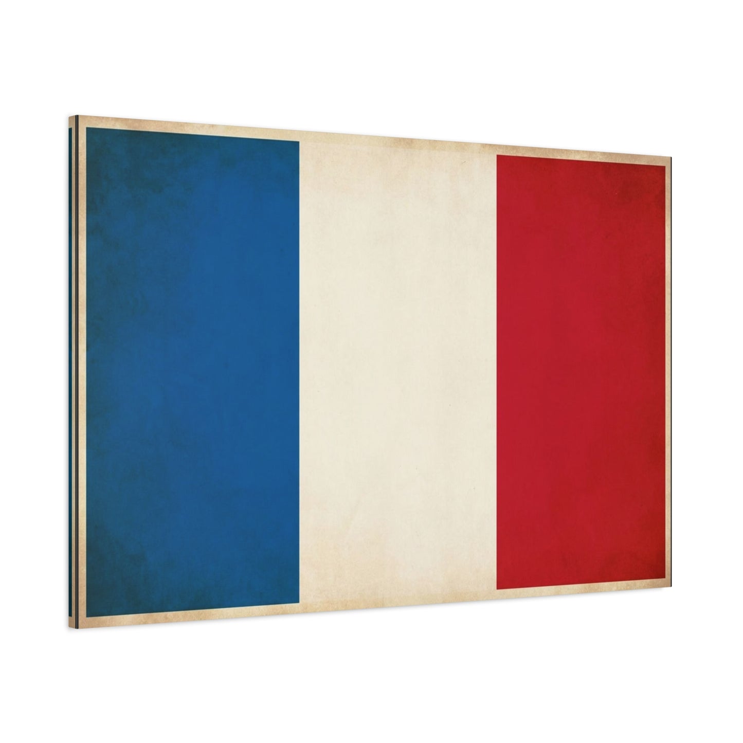 French Flag Canvas Wall Art - Vintage Tricolor France Print, Patriotic Minimalist Decor - Matte Cotton Look - Living Room Wall Decor, Office Accent - Bedroom Home Decoration - Bedroom Home Decoration