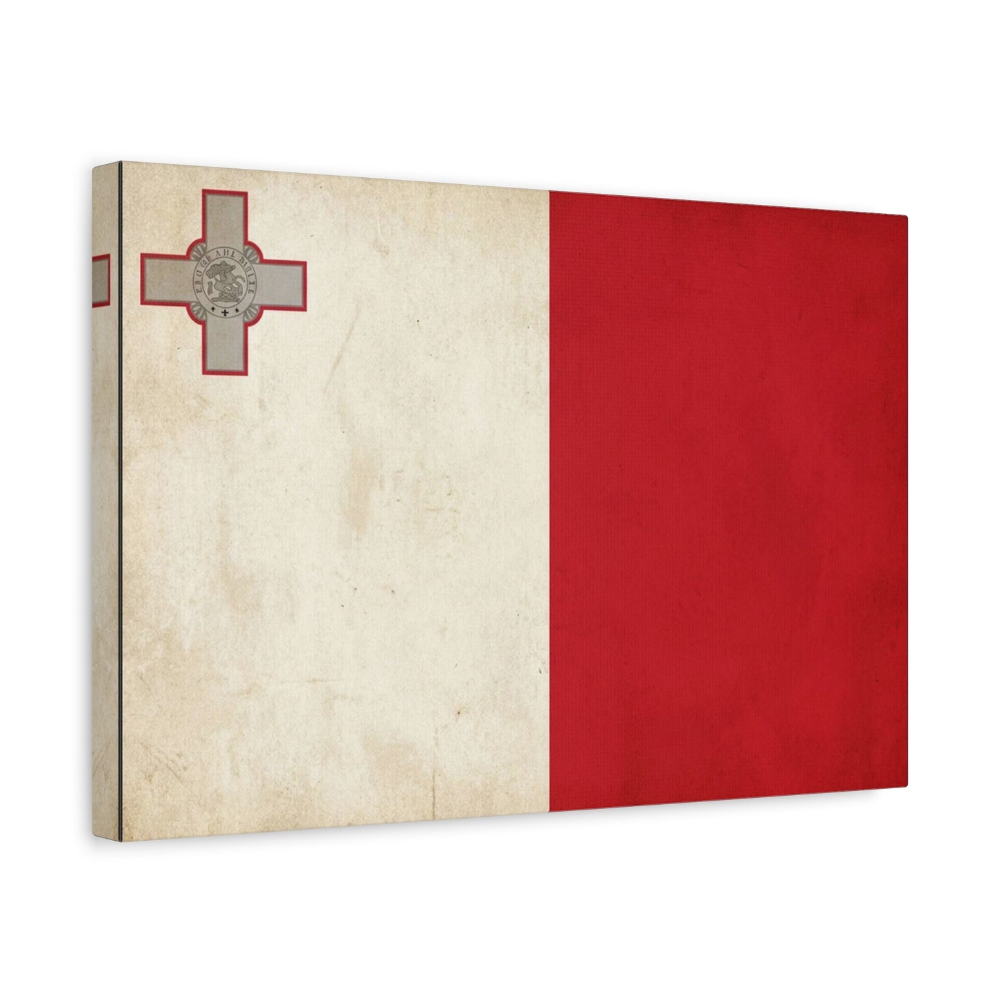 Malta Flag Canvas Wall Art - Vintage Maltese Cross National Banner Print - Red And White Patriotic Decor, Matte Finish Canvas, Living Room Wall Decor, Office Art Accent - Bedroom Home Decoration