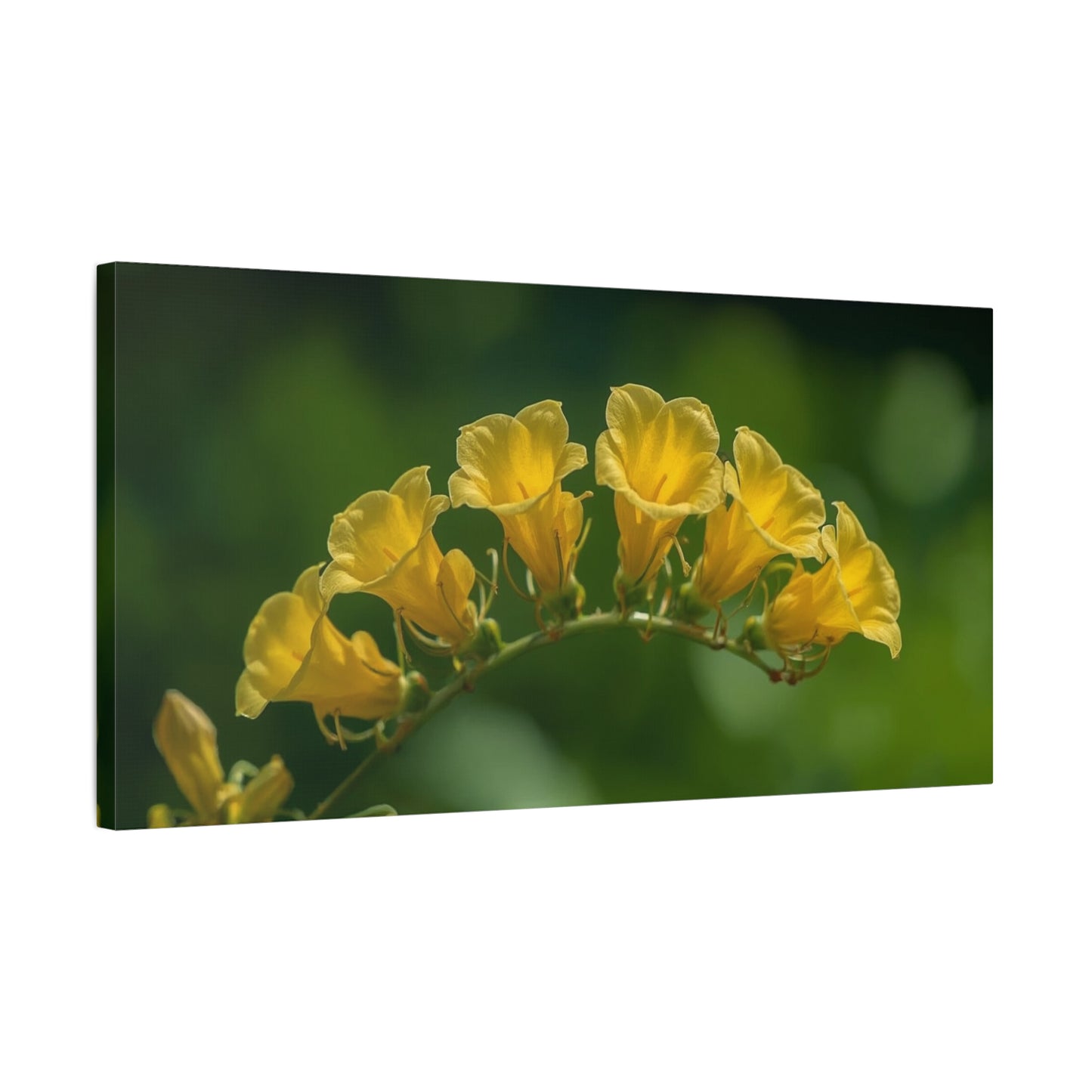 Yellow Trumpet Flower Canvas Wall Art - Botanical Macro Floral Art Print, Matte Cotton Print - Contemporary Nature Style - Bedroom Wall Decor, Living Room Home Accent - Bedroom Home Decoration
