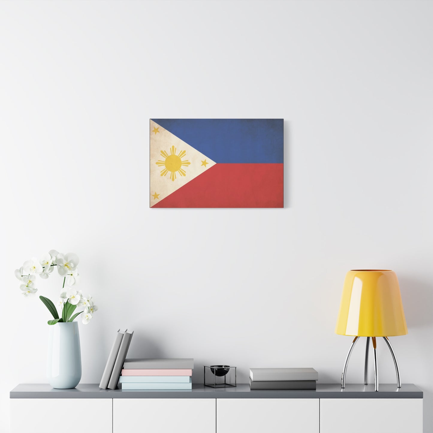 Philippines Flag Canvas Wall Art - Vintage Filipino Pride Decor, Sun And Three Stars Print - Traditional Patriotic Style - Living Room Wall Decor, Bedroom Home Decoration - Bedroom Home Decoration