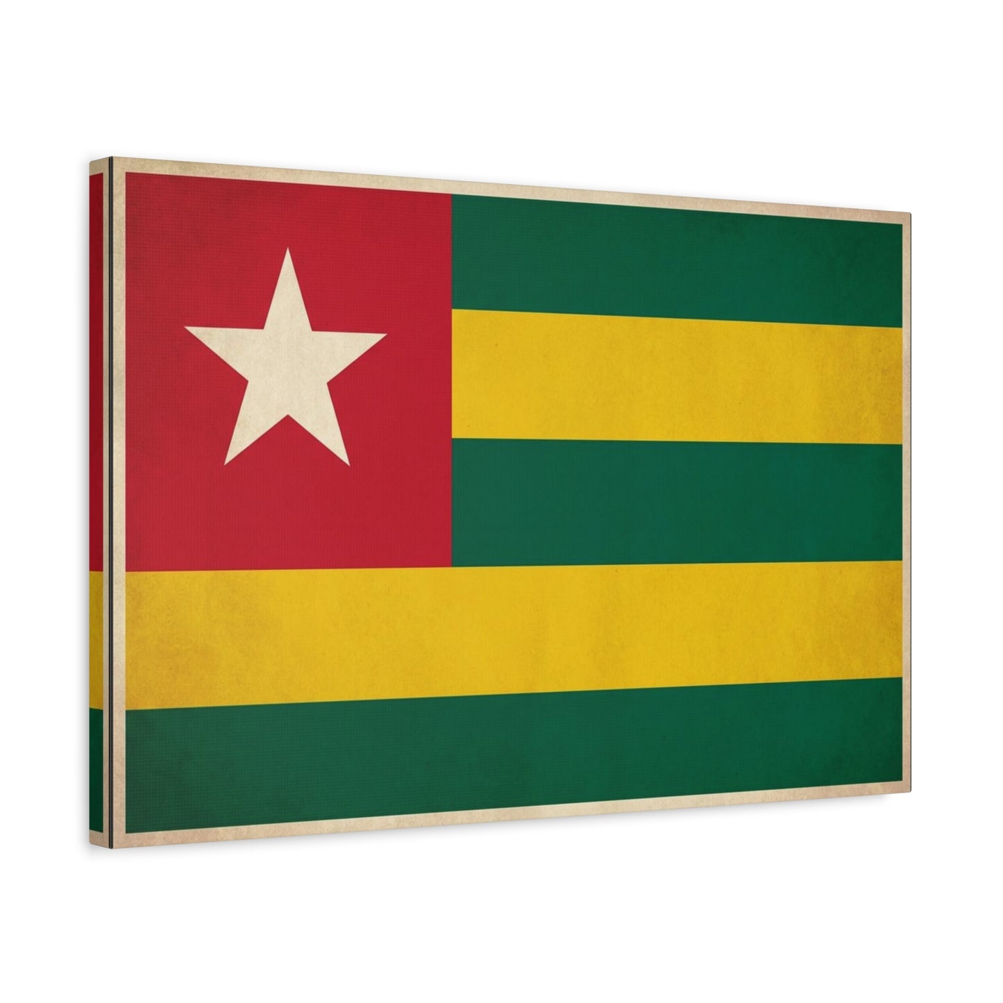 Togo Flag Canvas Wall Art - Vintage National Flag Print, Green Yellow Red Star Decor - Cultural Heritage Style - Living Room Wall Decor, Office Art - Bedroom Home Decoration - Bedroom Home Decoration