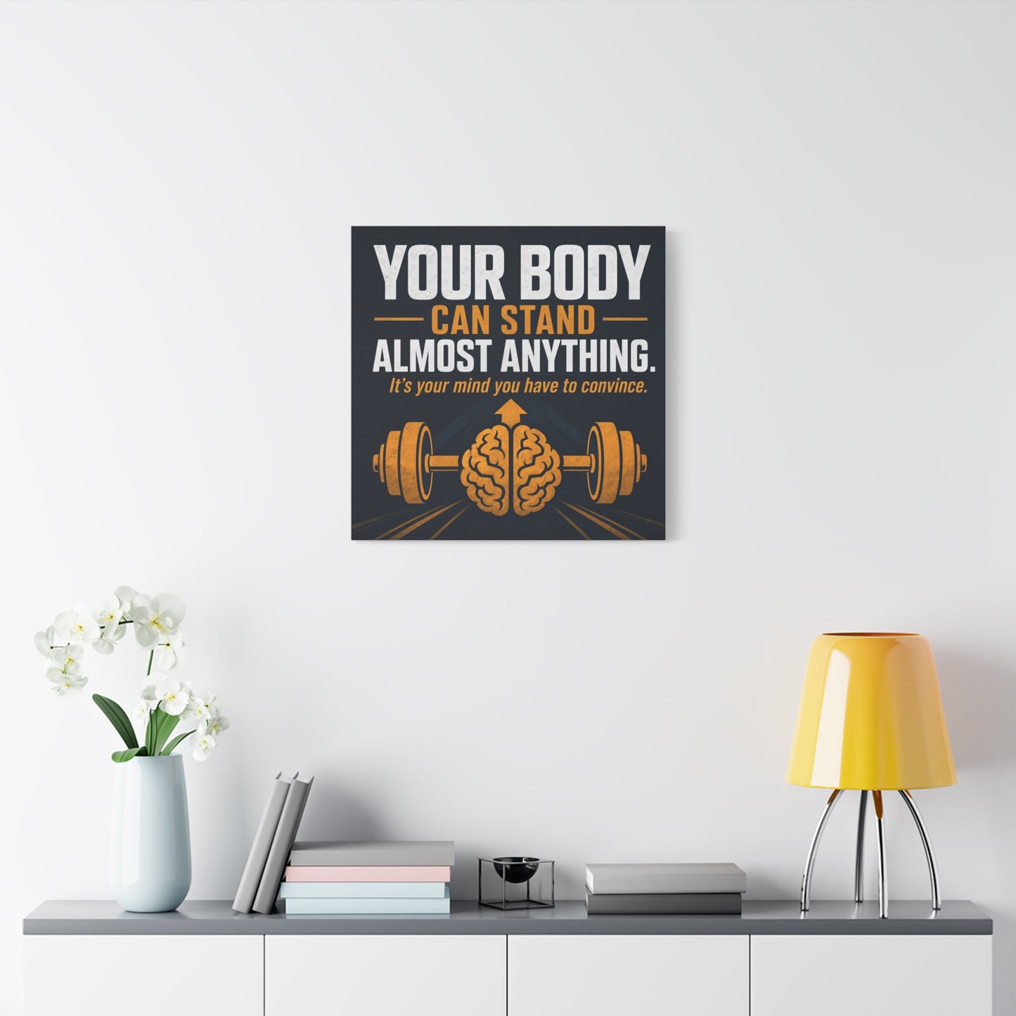 "Your Body Can Stand Almost Anything. It's Your Mind You Have To Convince." Motivational Canvas Wall Art - Gym Quote Typography Print, Modern Fitness Decor - Ready to Hang - Gym Wall Decor