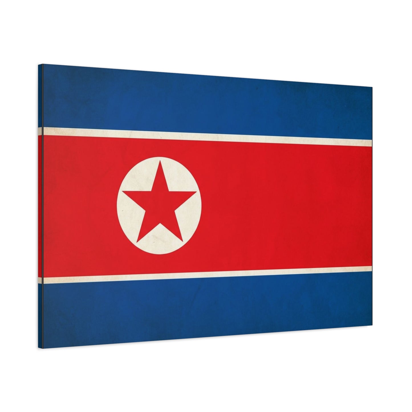 North Korea Flag Canvas Wall Art - Korean Flag Print, Patriotic Red Blue Star Design - Vintage Style Wall Decor - Living Room Home Decoration - Bedroom Home Decoration - Modern Farmhouse Style