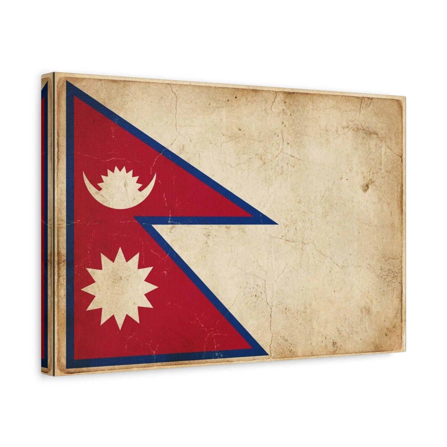 Nepal Flag Canvas Wall Art - Vintage Nepalese Banner Print, Rustic Patriotic Decor - Distressed Parchment Look, Traditional Style - Living Room Wall Decor - Bedroom Home Decoration - Ready to Hang