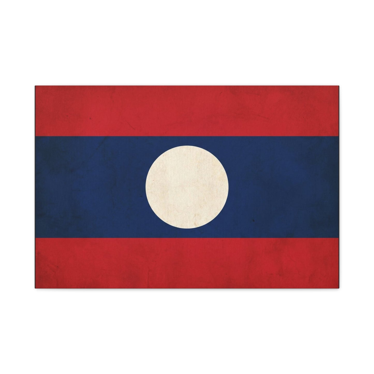 Laos Flag Canvas Wall Art - Vintage Lao National Flag Print, Red Blue White Circle - Minimalist Patriotic Decor - Living Room Home Decoration - Bedroom Home Decoration - Living Room Wall Decor