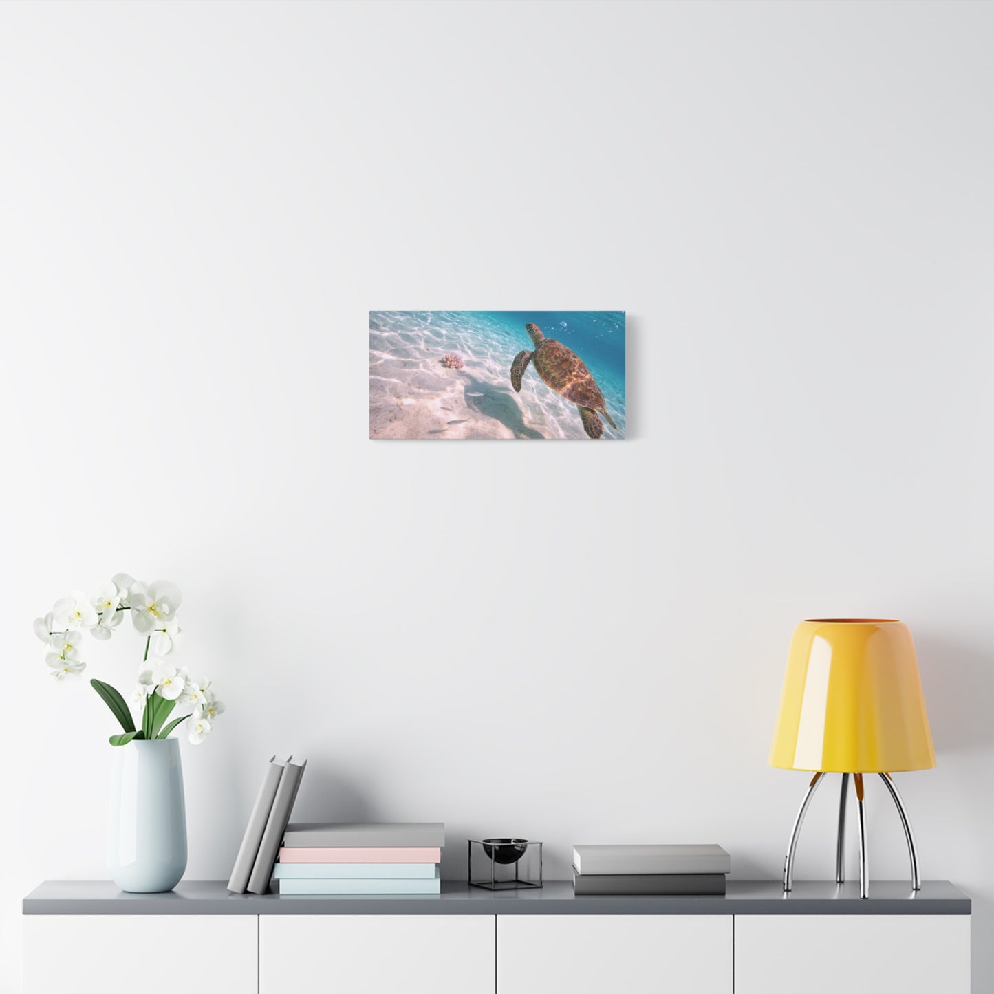 Sea Turtle Canvas Wall Art - Underwater Ocean Art Print, Coastal Beach Decor, Cotton Canvas Print, Serene Blue Seascape, Living Room Wall Decor, Bedroom Home Decoration - Bedroom Home Decoration