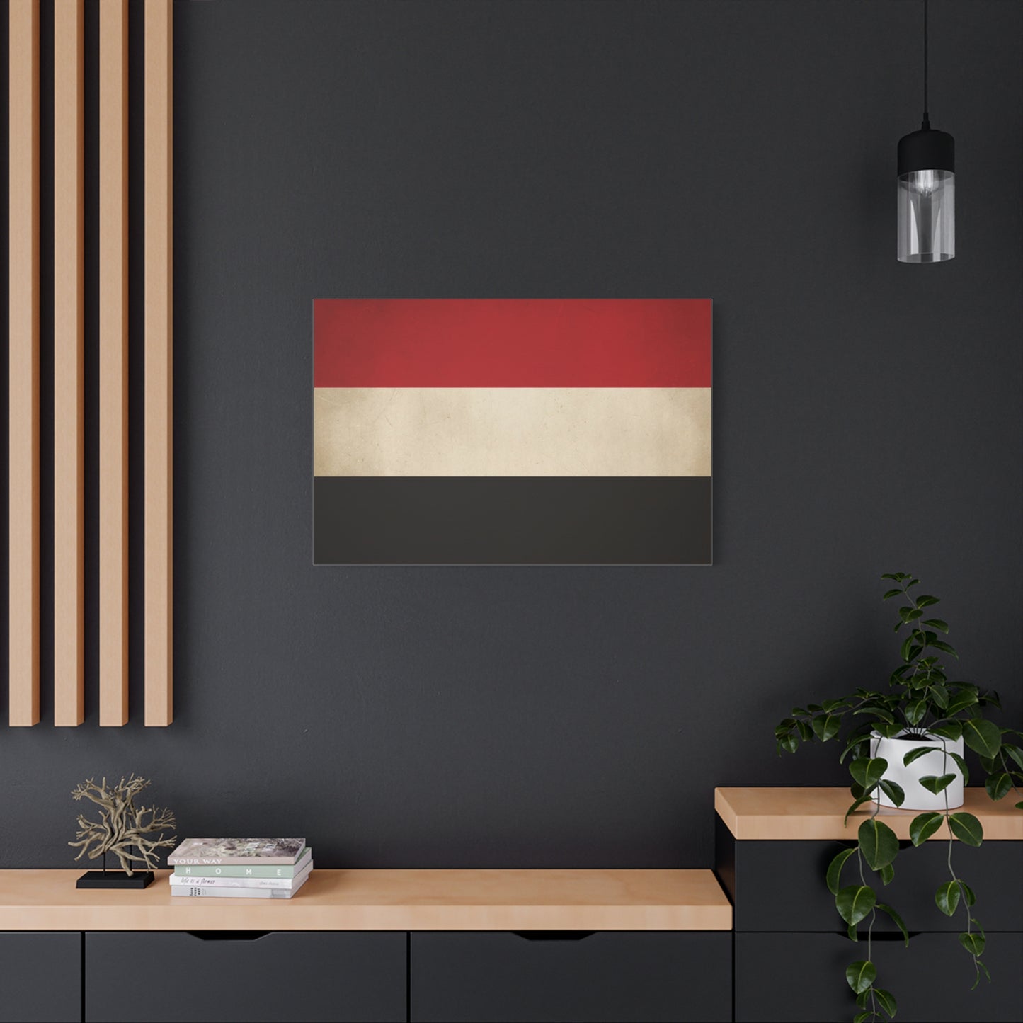Yemen Flag Canvas Wall Art - Red White Black Horizontal Banner Print - Minimalist Patriotic Artwork - Contemporary Wall Decor For Living Room Bedroom Office Display - Bedroom Home Decoration